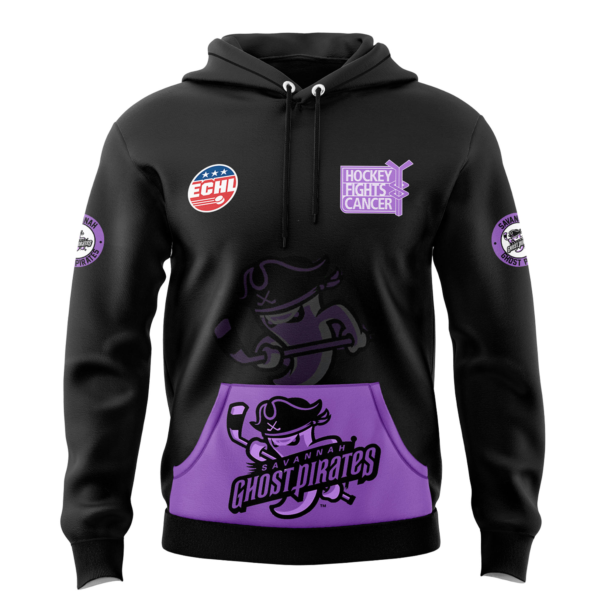 Savannah Ghost Pirates Hockey Fight Cancer Hoodie - Famjoys Savannah Ghost Pirates Hockey Fight Cancer Hoodie - Famjoys