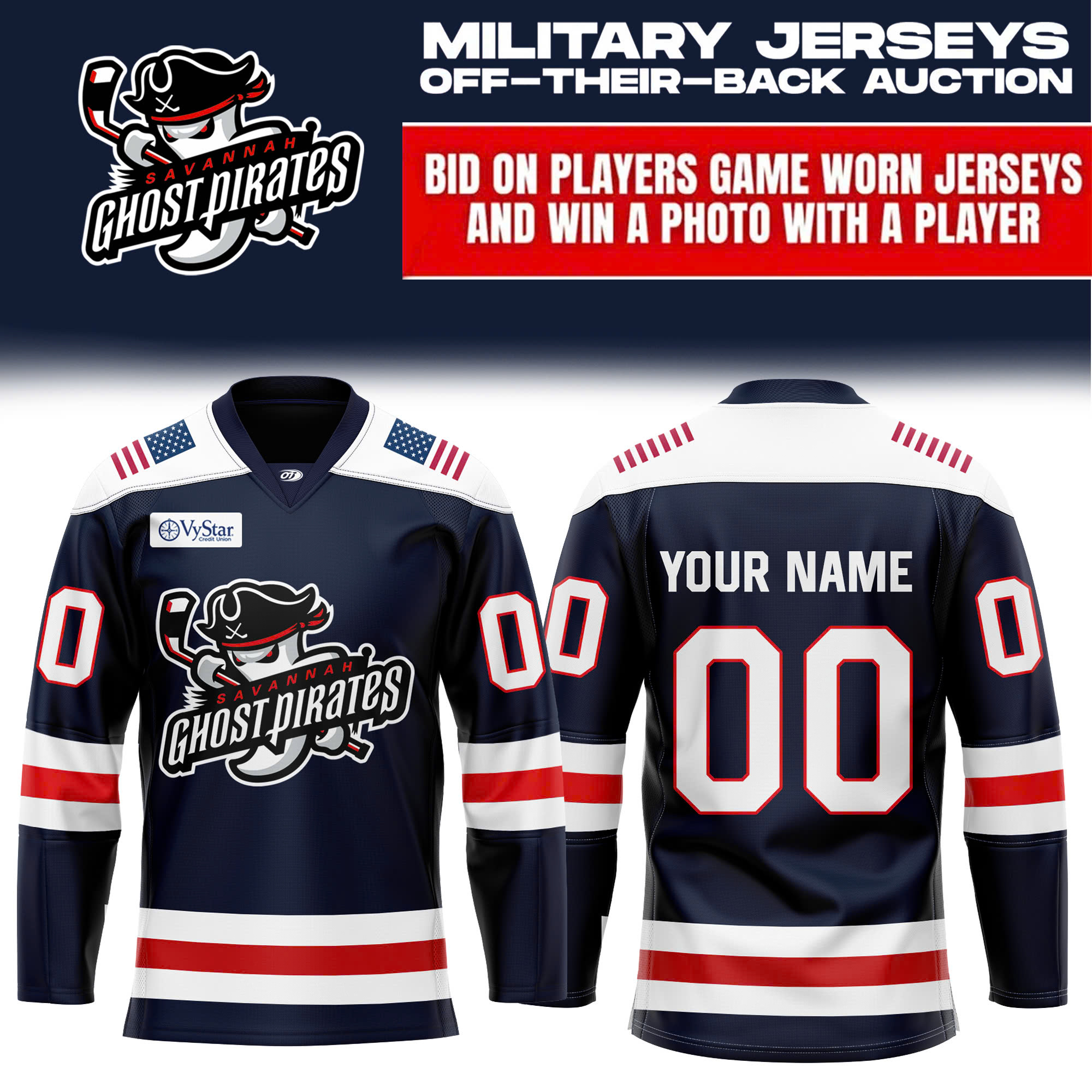 Savannah Ghost Pirates x Military Appreciation Night Jersey - Famjoys Savannah Ghost Pirates x Military Appreciation Night Jersey - Famjoys