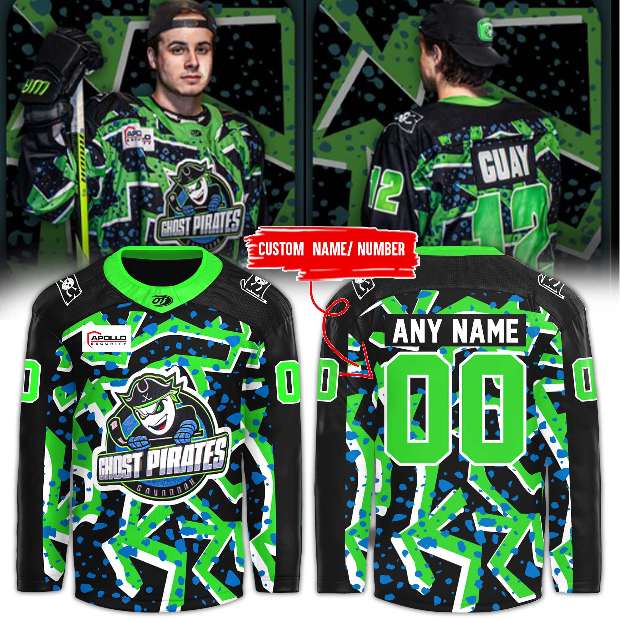 Savannah Ghost Pirates x Our Retro Night Jersey - Famjoys Savannah Ghost Pirates x Our Retro Night Jersey - Famjoys