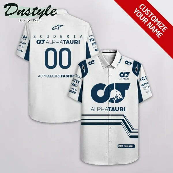 Scuderia Alphatauri F1 White Personalized Hawaiian Shirt - Famjoys Scuderia Alphatauri F1 White Personalized Hawaiian Shirt - Famjoys