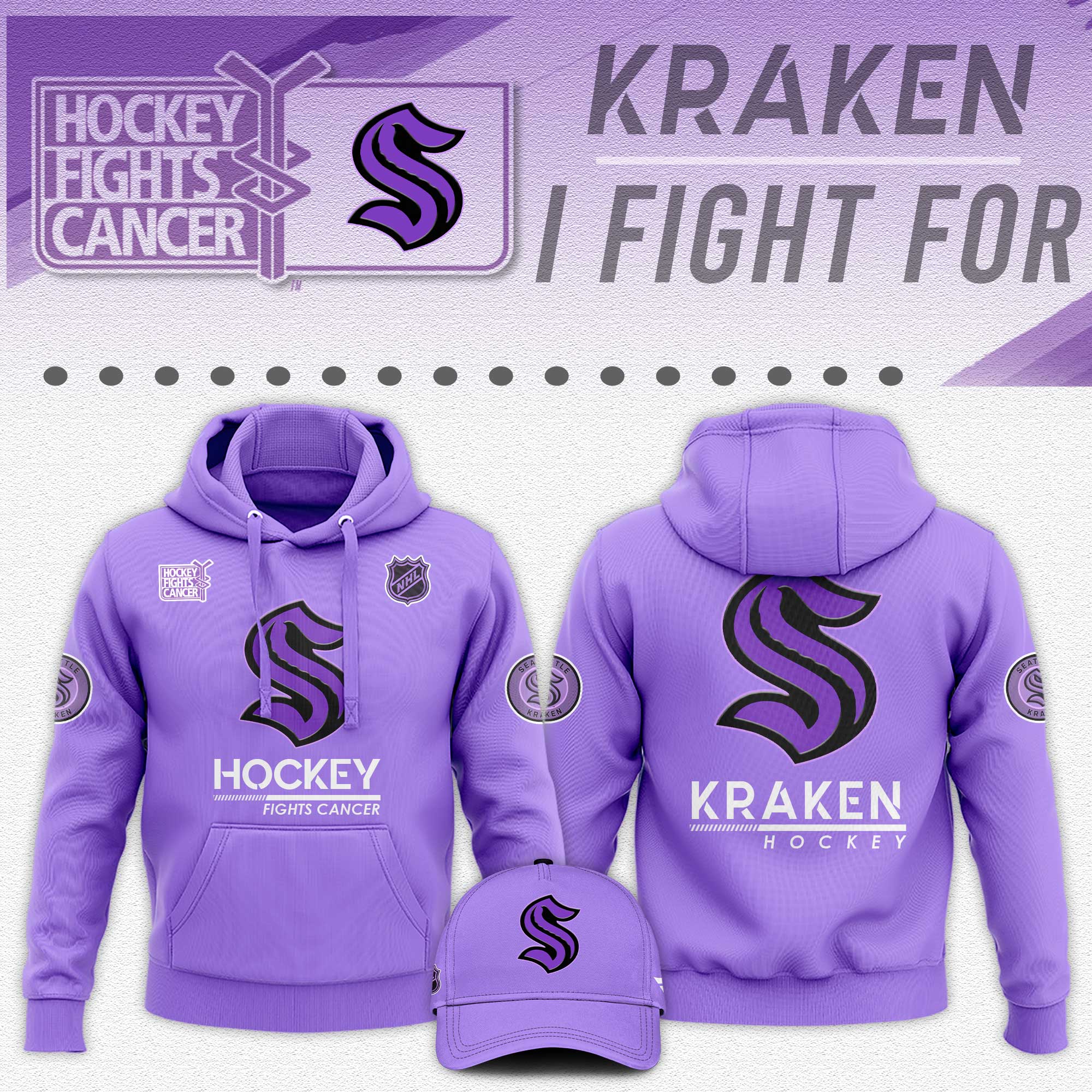 Seattle Kraken Hockey Fights Cancer Unisex Hoodie - Famjoys Seattle Kraken Hockey Fights Cancer Unisex Hoodie - Famjoys