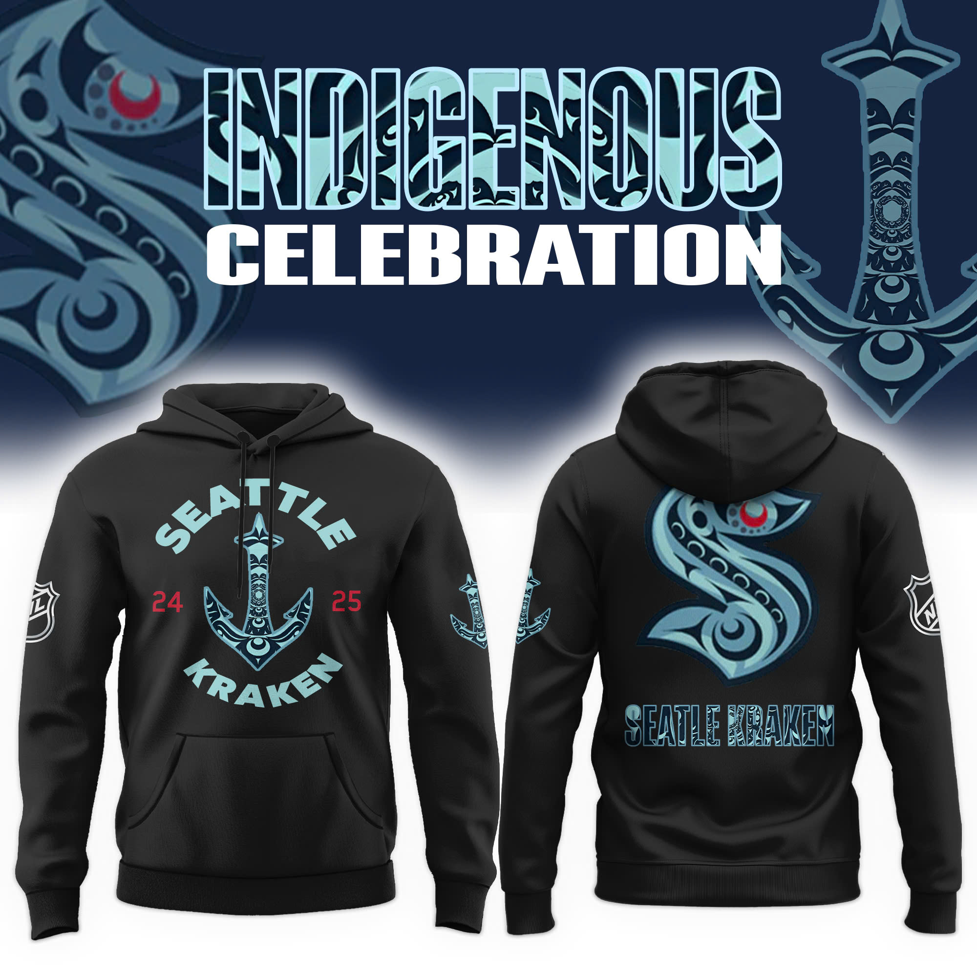Seattle Kraken Indigenous Peoples Night Hoodie Black Color - Famjoys Seattle Kraken Indigenous Peoples Night Hoodie Black Color - Famjoys