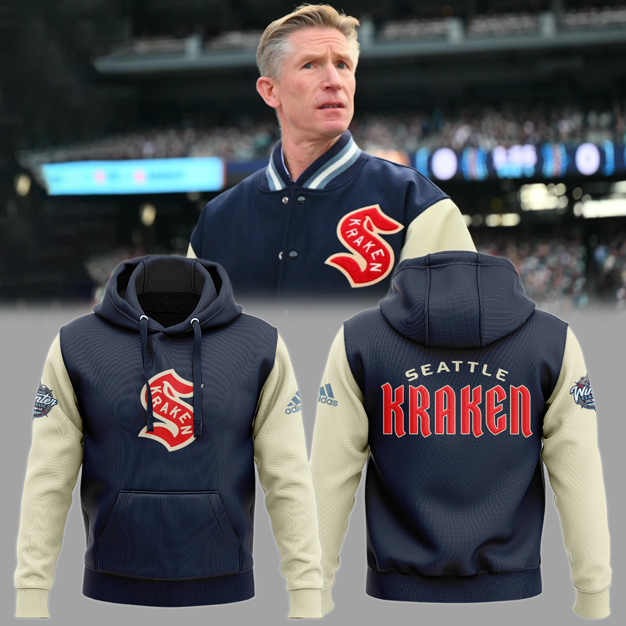 Seattle Kraken Winter Classic Baseball Jacket NHL 2024 - Famjoys Seattle Kraken Winter Classic Baseball Jacket NHL 2024 - Famjoys