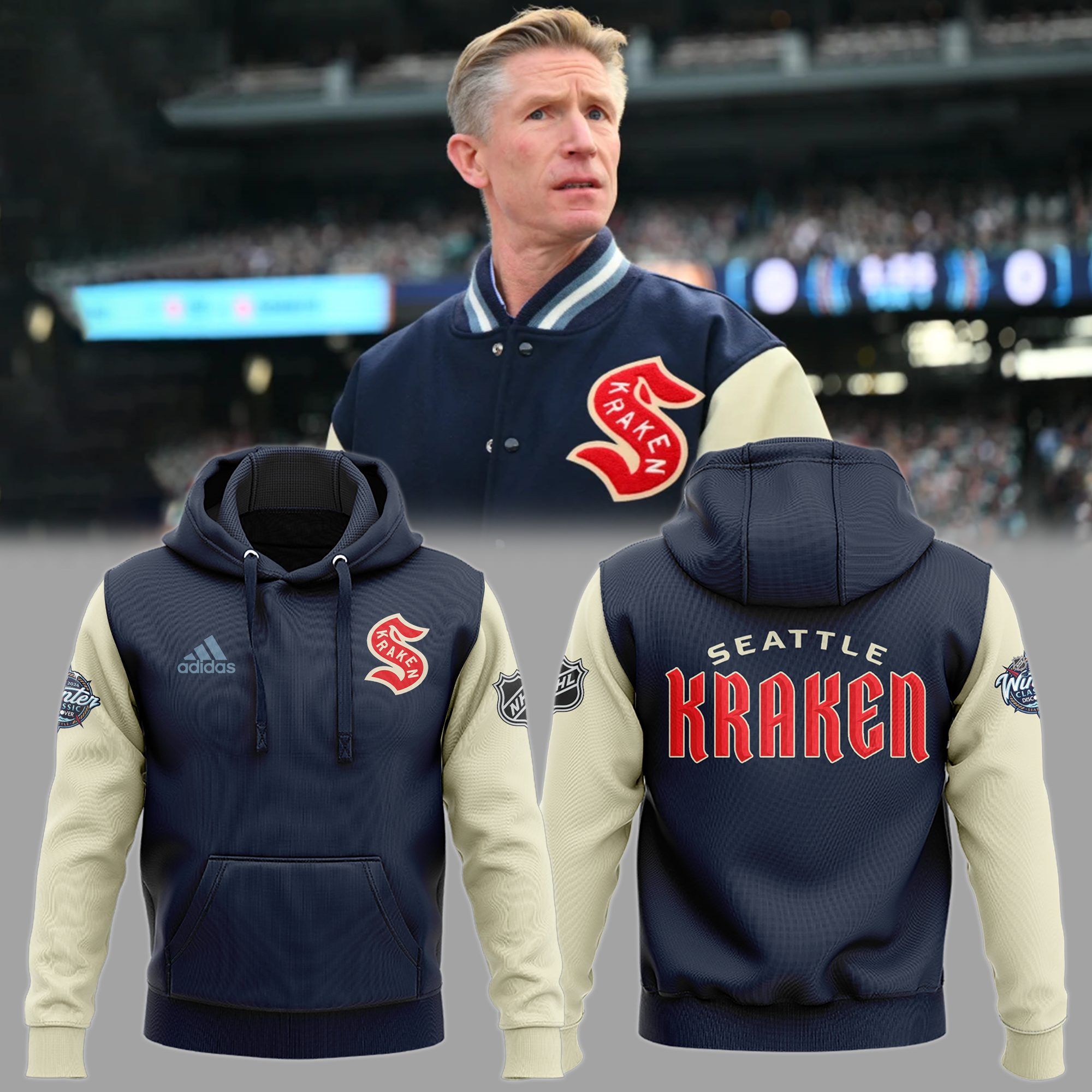 Seattle Kraken Winter Classic Hoodie NHL 2024 - Famjoys Seattle Kraken Winter Classic Hoodie NHL 2024 - Famjoys