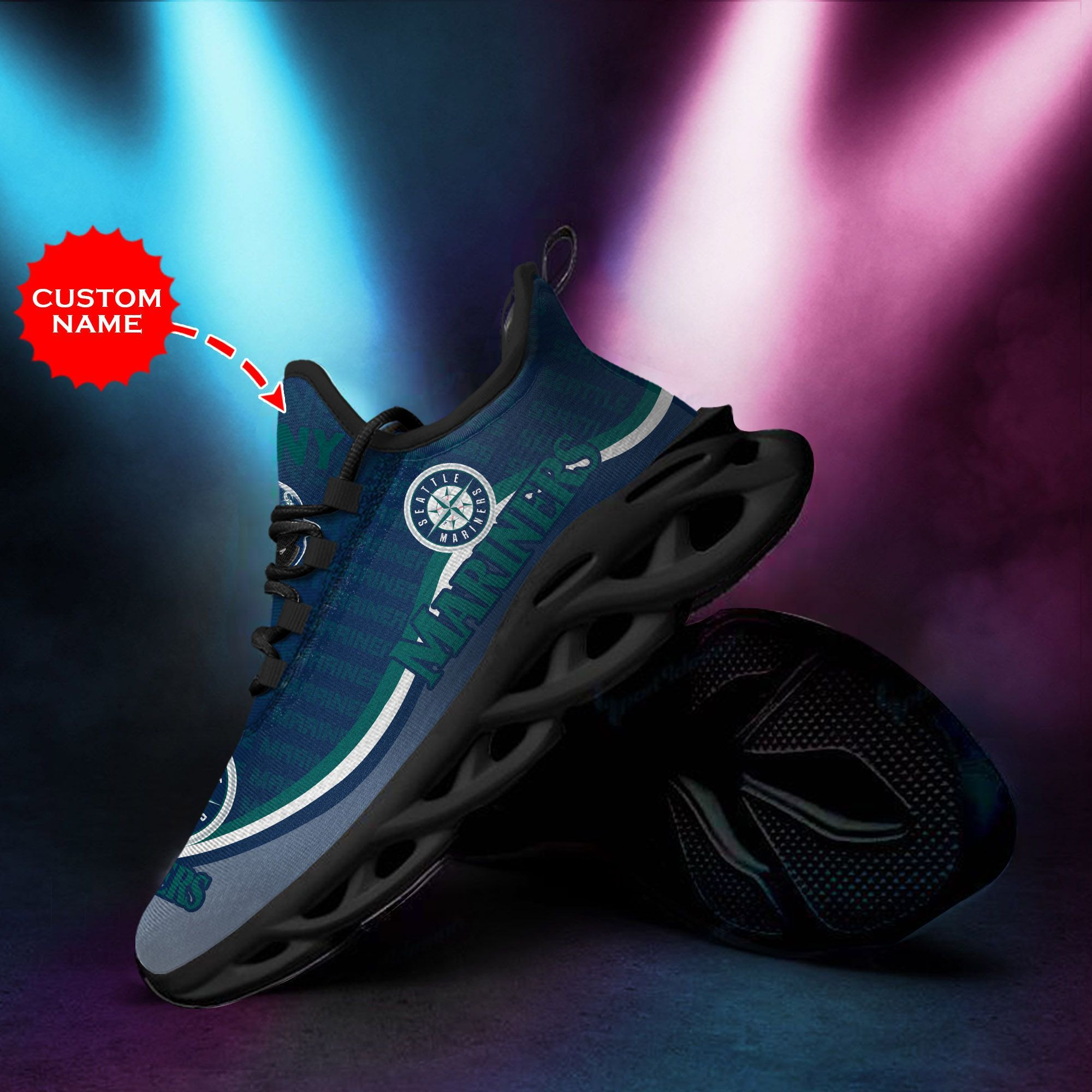 Seattle Mariners Custom Personalized Max Soul Sneakers Shoes - Famjoys Seattle Mariners Custom Personalized Max Soul Sneakers Shoes - Famjoys