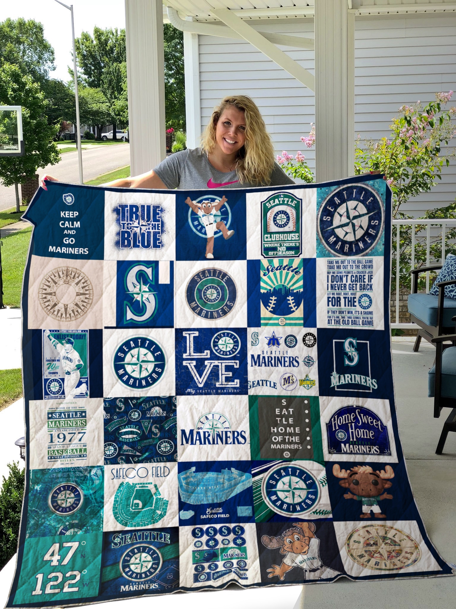 Seattle Mariners Quilt Blanket - Famjoys Seattle Mariners Quilt Blanket - Famjoys