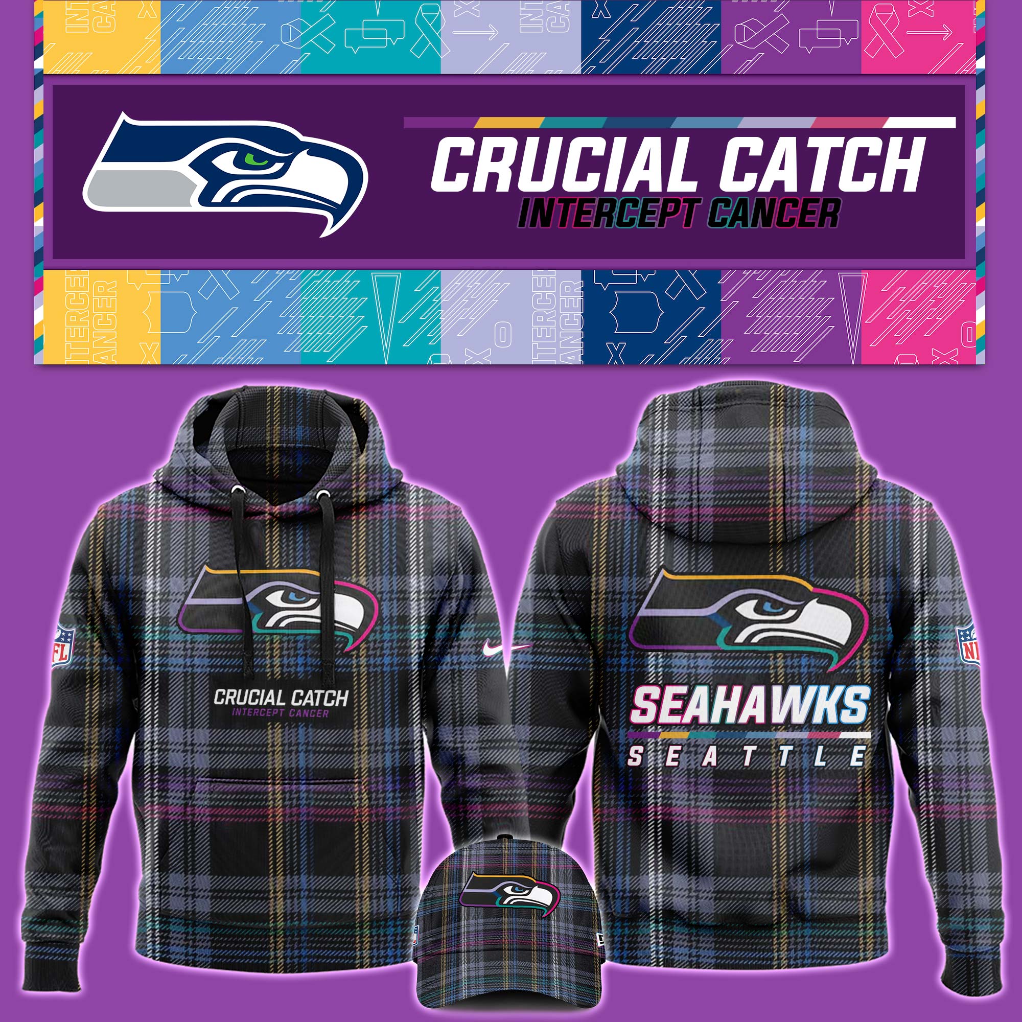 Seattle Seahawk Crucial Catch Hoodie - Famjoys Seattle Seahawk Crucial Catch Hoodie - Famjoys