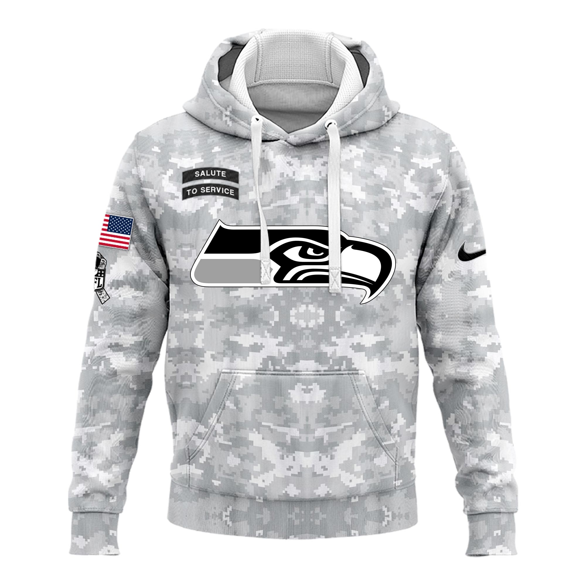 Seattle Seahawks Arctic Camo Salute to Service Club Hoodie 2024 - Famjoys Seattle Seahawks Arctic Camo Salute to Service Club Hoodie 2024 - Famjoys