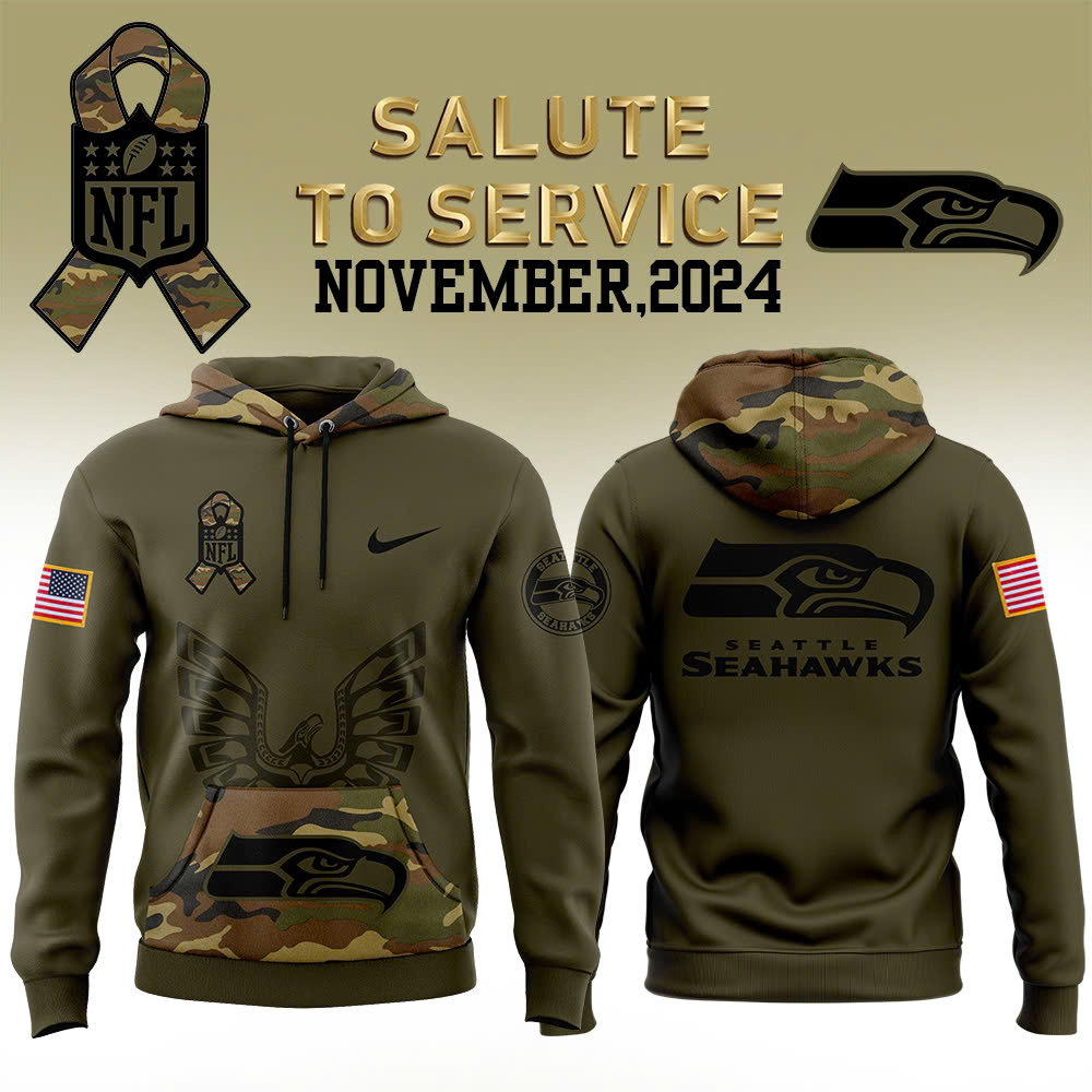 Seattle Seahawks Camo Salute to Service Club Fleece Pullover Hoodie V2 - Famjoys Seattle Seahawks Camo Salute to Service Club Fleece Pullover Hoodie V2 - Famjoys