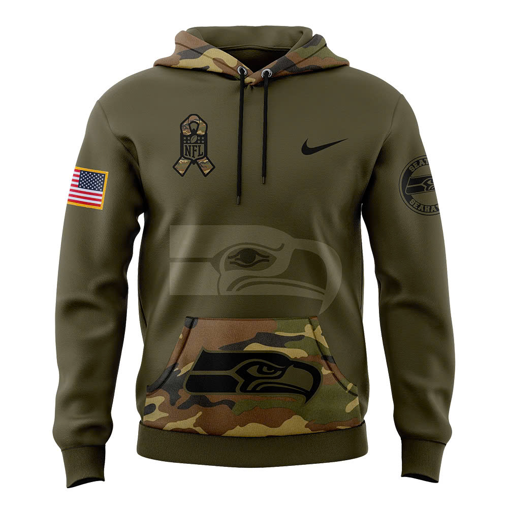 Seattle Seahawks Camo Salute to Service Club Fleece Pullover Hoodie V4 - Famjoys Seattle Seahawks Camo Salute to Service Club Fleece Pullover Hoodie V4 - Famjoys