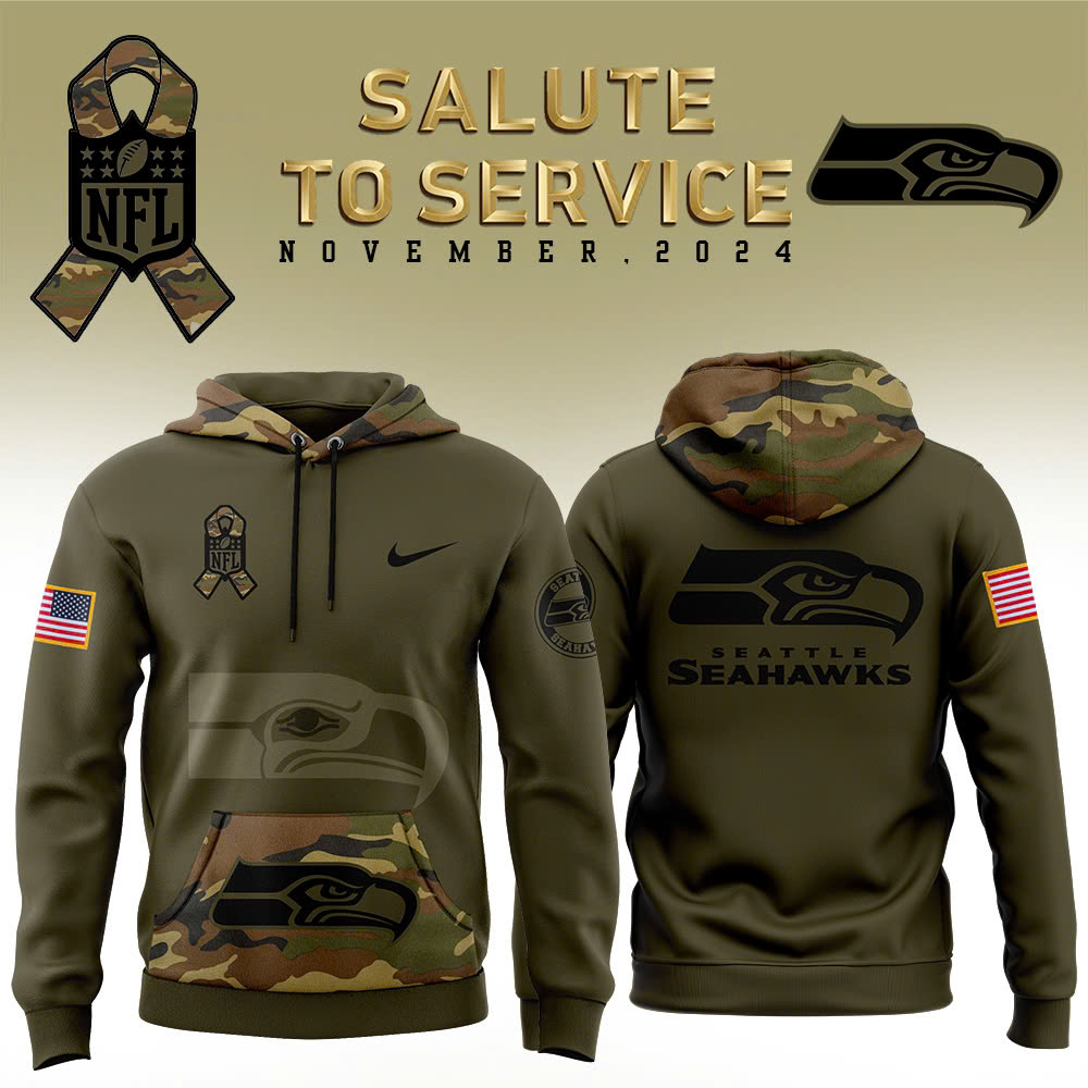 Seattle Seahawks Camo Salute to Service Club Fleece Pullover Hoodie V4 - Famjoys Seattle Seahawks Camo Salute to Service Club Fleece Pullover Hoodie V4 - Famjoys