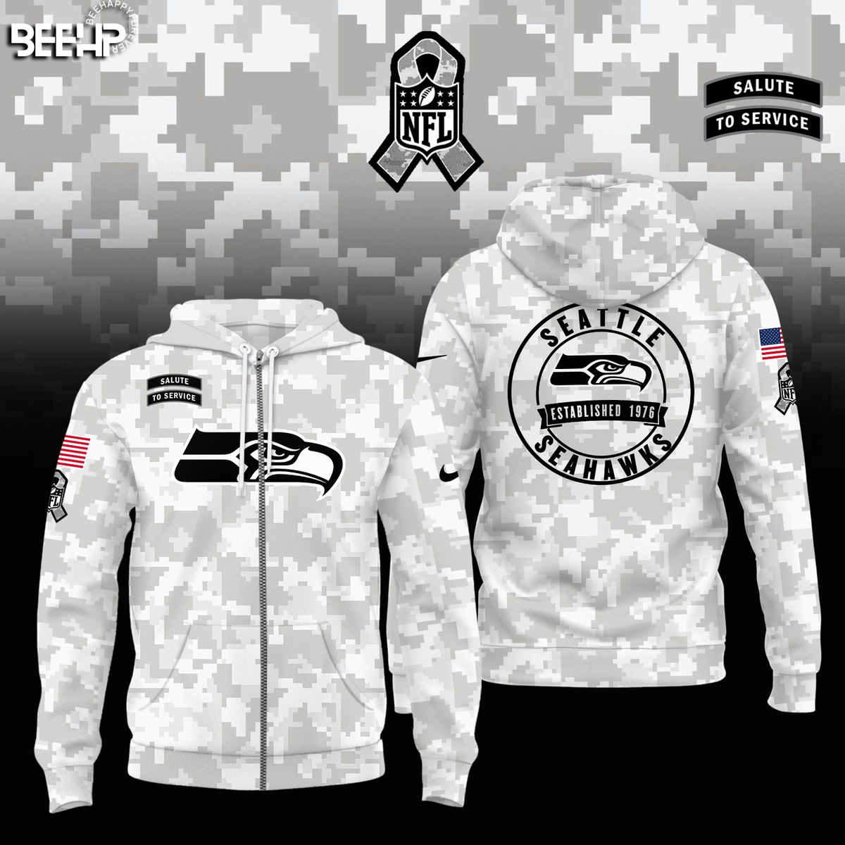Seattle Seahawks Camo Salute to Service Combo - Famjoys Seattle Seahawks Camo Salute to Service Combo - Famjoys