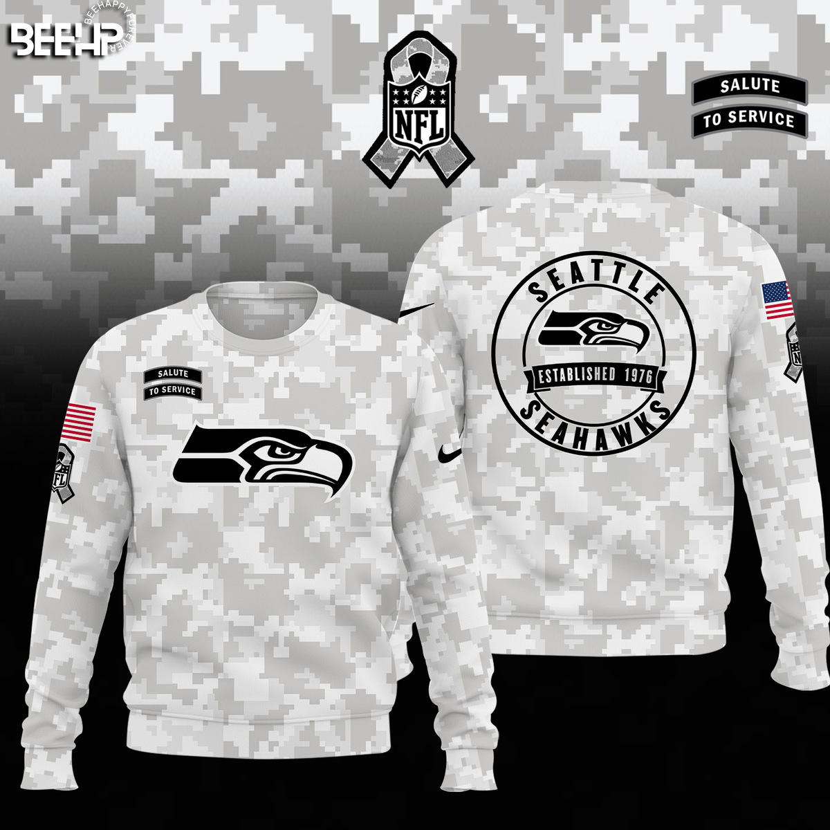 Seattle Seahawks Camo Salute to Service Combo - Famjoys Seattle Seahawks Camo Salute to Service Combo - Famjoys