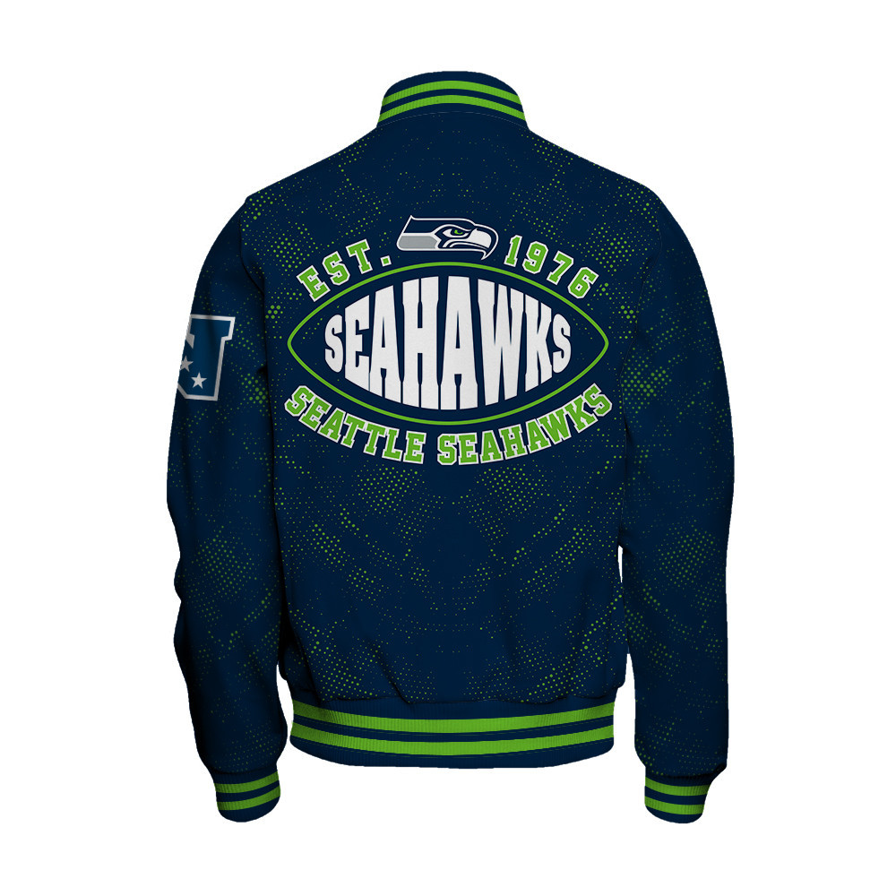 Seattle Seahawks - Continue Writing The Dream Unisex Varsity Jacket - Famjoys Seattle Seahawks - Continue Writing The Dream Unisex Varsity Jacket - Famjoys