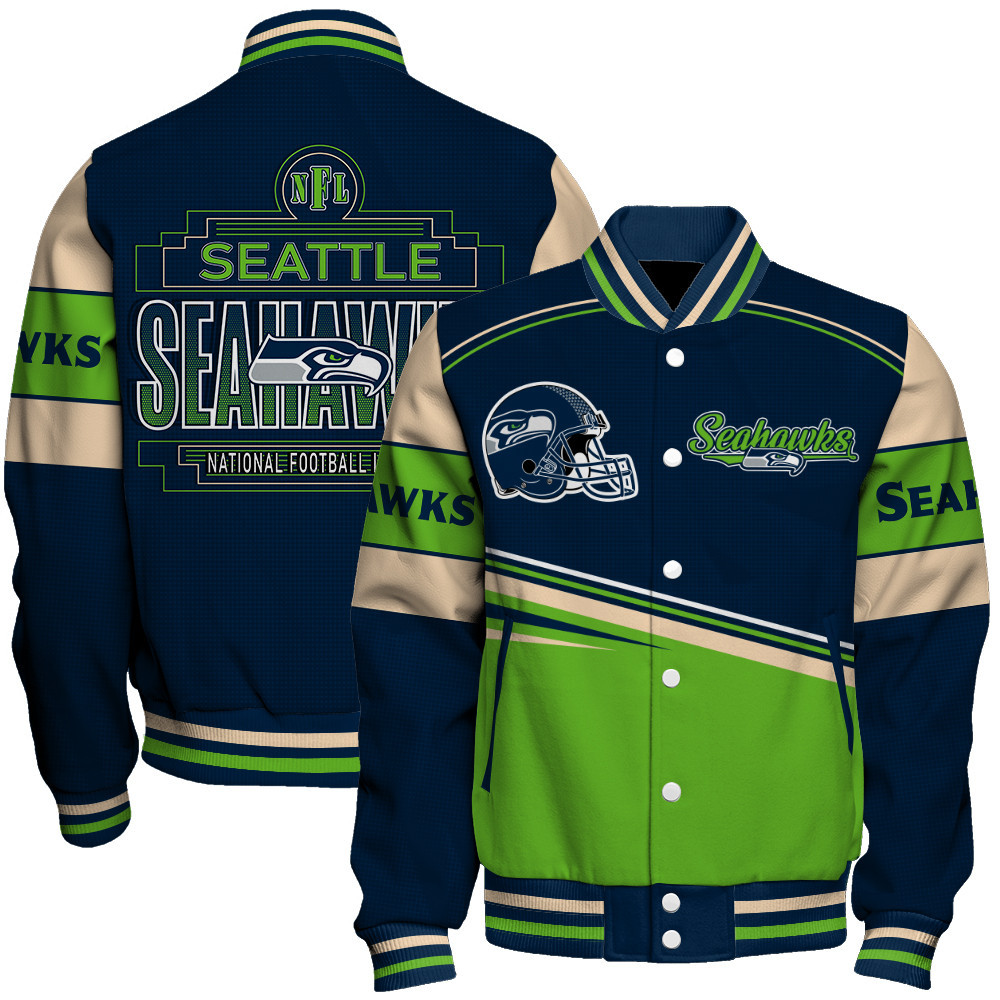 Seattle Seahawks - Dare To Be Different Unisex Varsity Jacket - Famjoys Seattle Seahawks - Dare To Be Different Unisex Varsity Jacket - Famjoys
