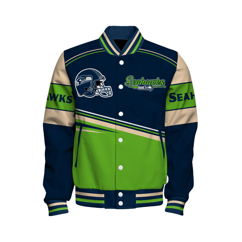 Seattle Seahawks - Dare To Be Different Unisex Varsity Jacket - Famjoys Seattle Seahawks - Dare To Be Different Unisex Varsity Jacket - Famjoys
