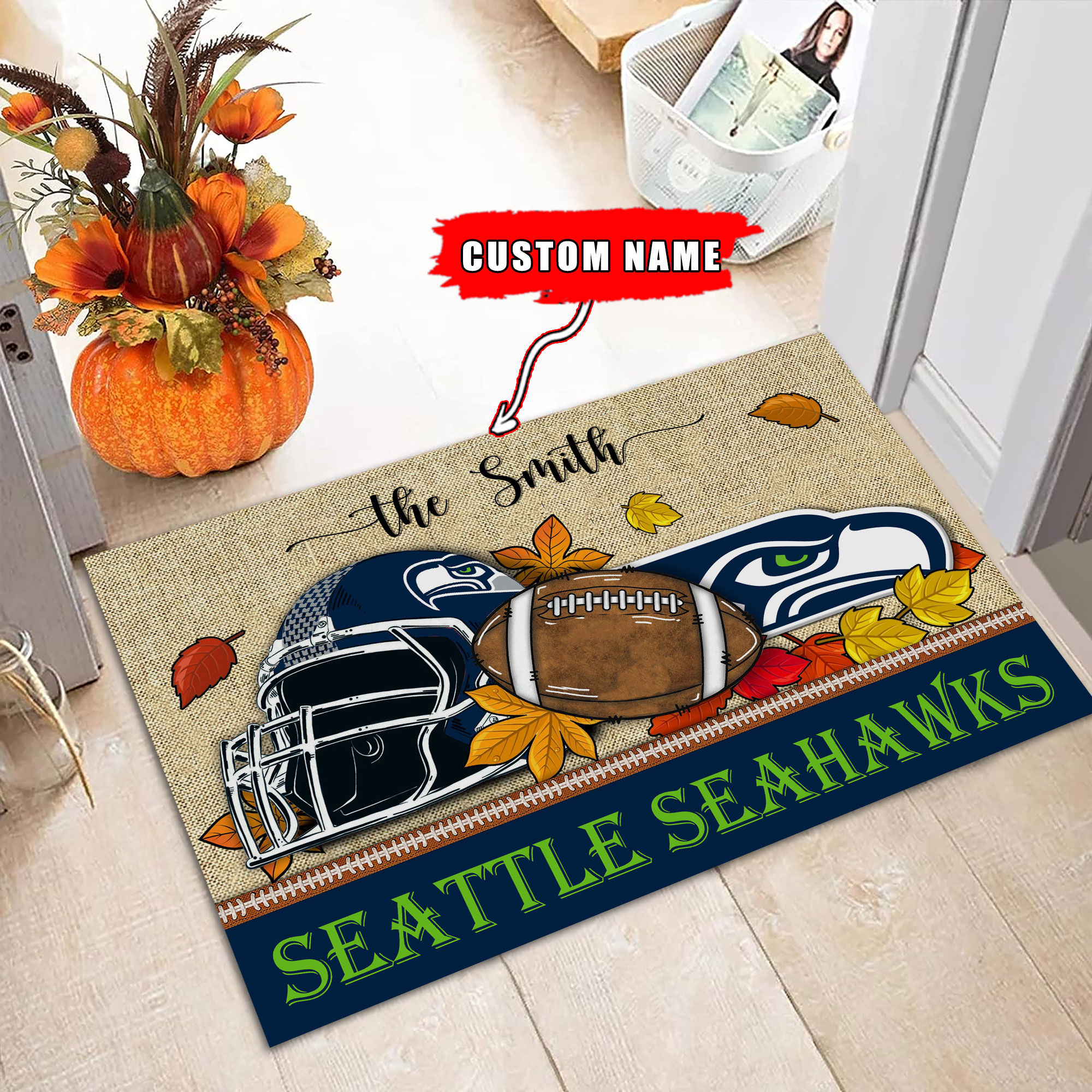 Seattle Seahawks Football Doormat - Famjoys Seattle Seahawks Football Doormat - Famjoys
