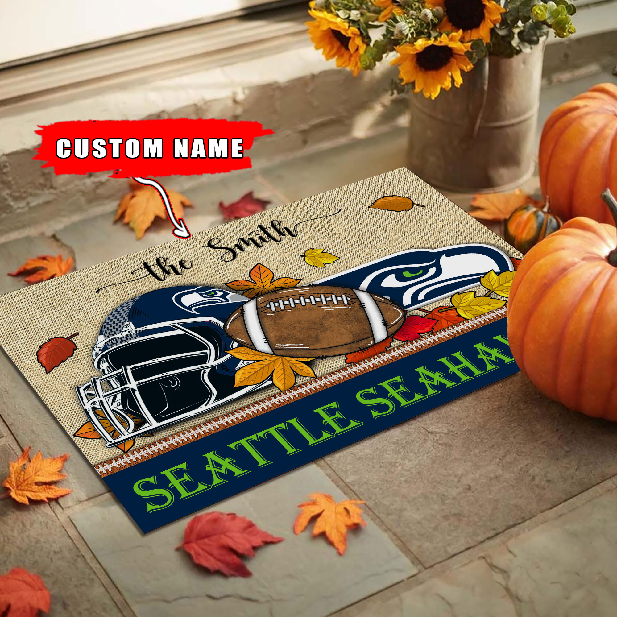 Seattle Seahawks Football Doormat - Famjoys Seattle Seahawks Football Doormat - Famjoys