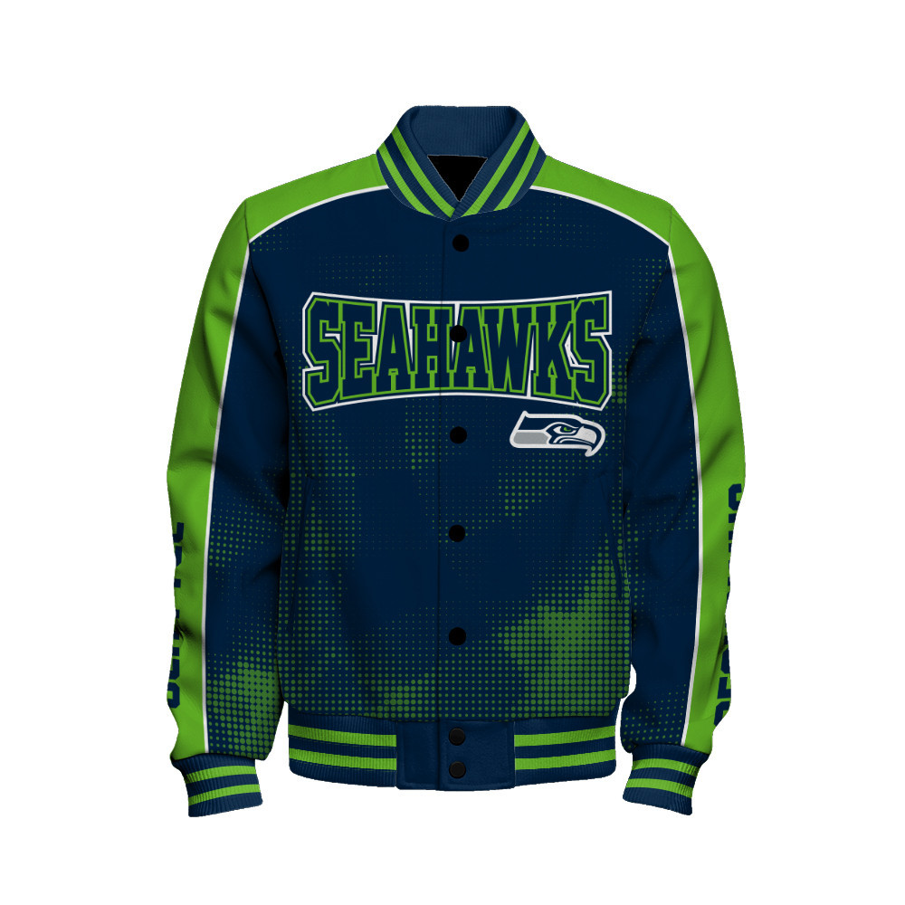 Seattle Seahawks - Heart Beats In Unison Unisex Varsity Jacket - Famjoys Seattle Seahawks - Heart Beats In Unison Unisex Varsity Jacket - Famjoys