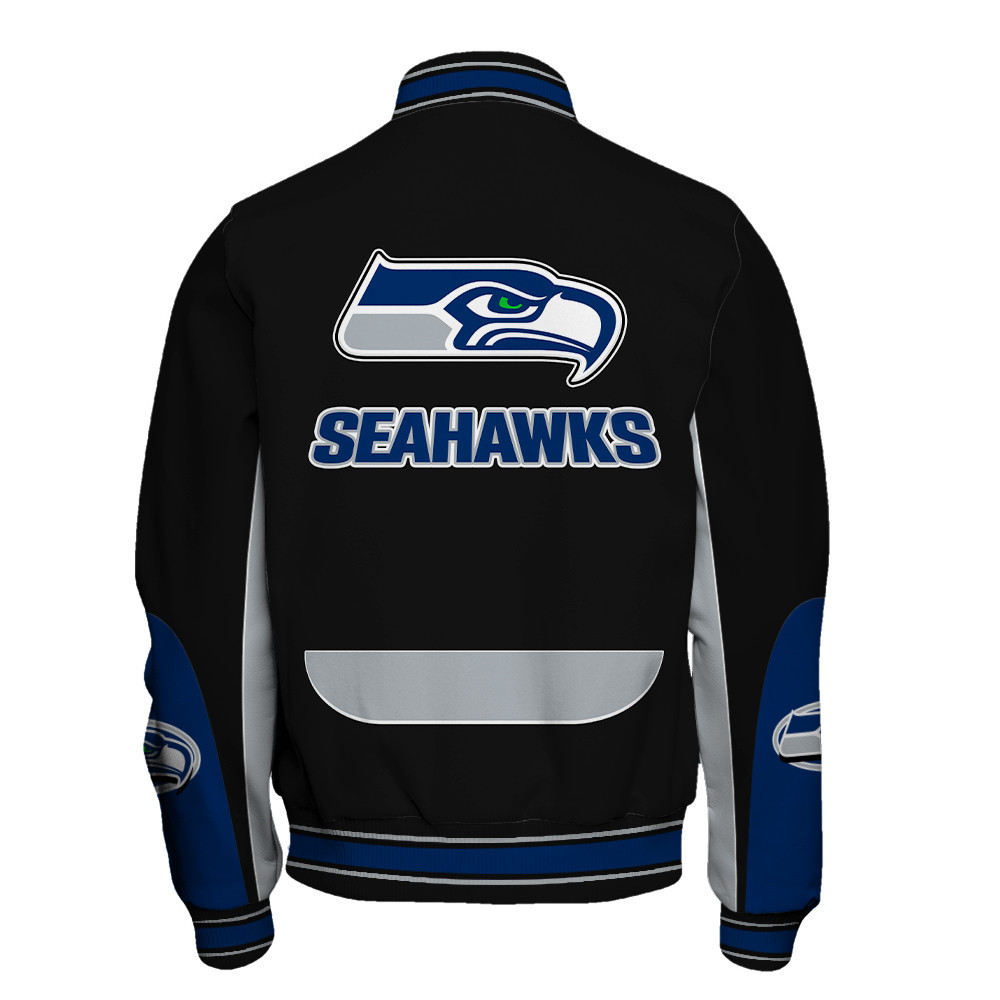 Seattle Seahawks - In Sync With The Home Team Unisex Varsity Jacket - Famjoys Seattle Seahawks - In Sync With The Home Team Unisex Varsity Jacket - Famjoys