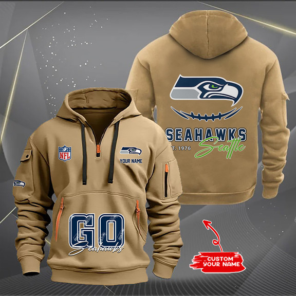 Seattle Seahawks New Personalized Quarter Zip Hoodie AZBTQZH000165 - Famjoys Seattle Seahawks New Personalized Quarter Zip Hoodie AZBTQZH000165 - Famjoys