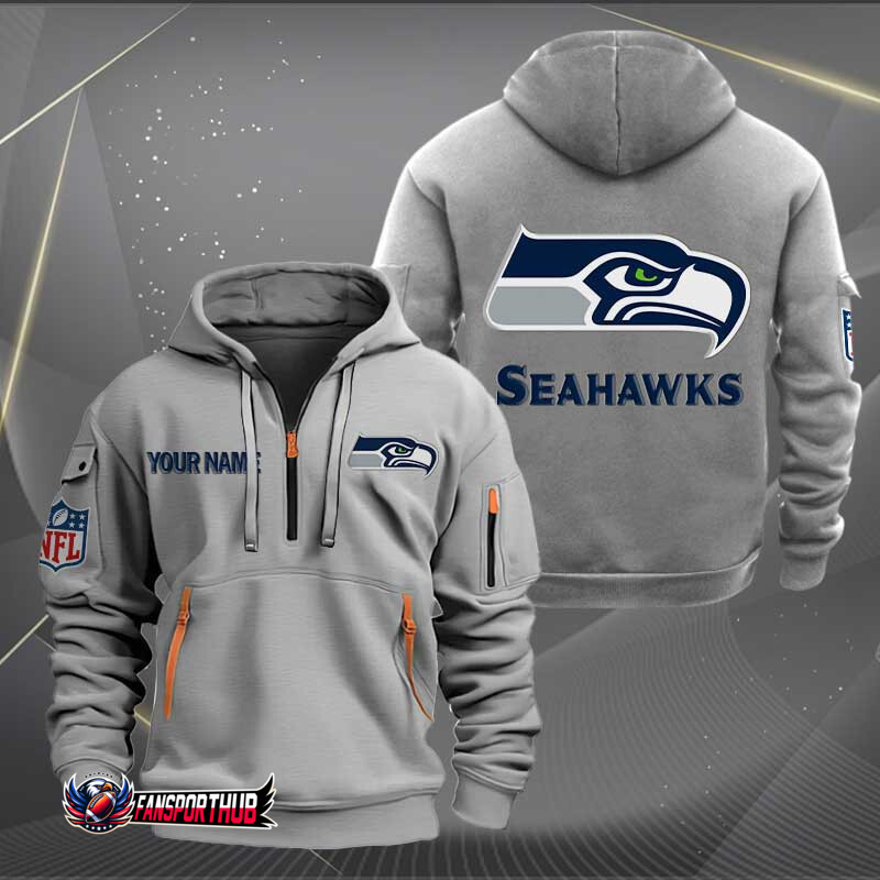 Seattle Seahawks New Personalized Quarter Zip Hoodie AZBTQZH000222 - Famjoys Seattle Seahawks New Personalized Quarter Zip Hoodie AZBTQZH000222 - Famjoys