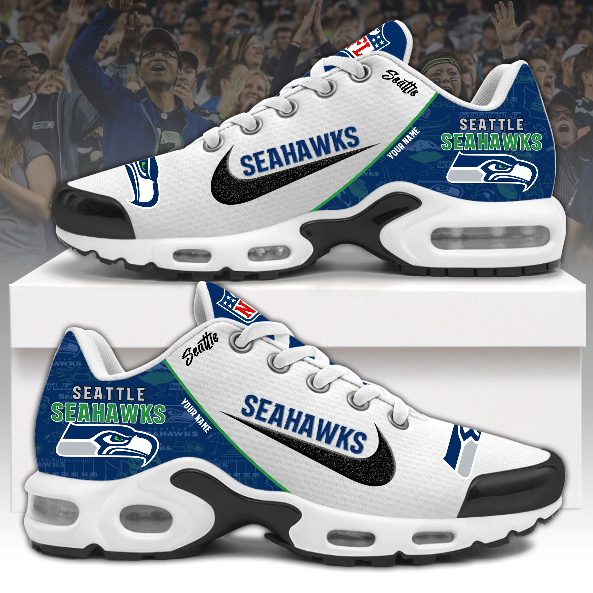 Seattle Seahawks Personalized Shoes - Famjoys Seattle Seahawks Personalized Shoes - Famjoys