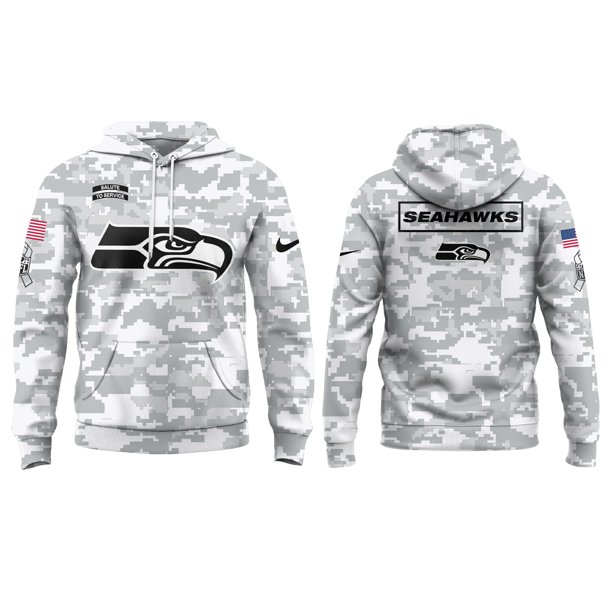Seattle Seahawks Salute to Service Club Fleece Pullover Hoodie - Famjoys Seattle Seahawks Salute to Service Club Fleece Pullover Hoodie - Famjoys