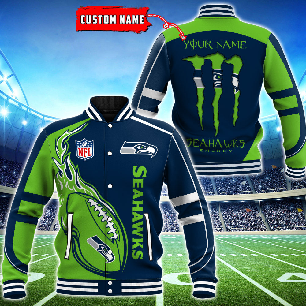 Seattle Seahawks Varsity Jackets Custom Name - Famjoys Seattle Seahawks Varsity Jackets Custom Name - Famjoys