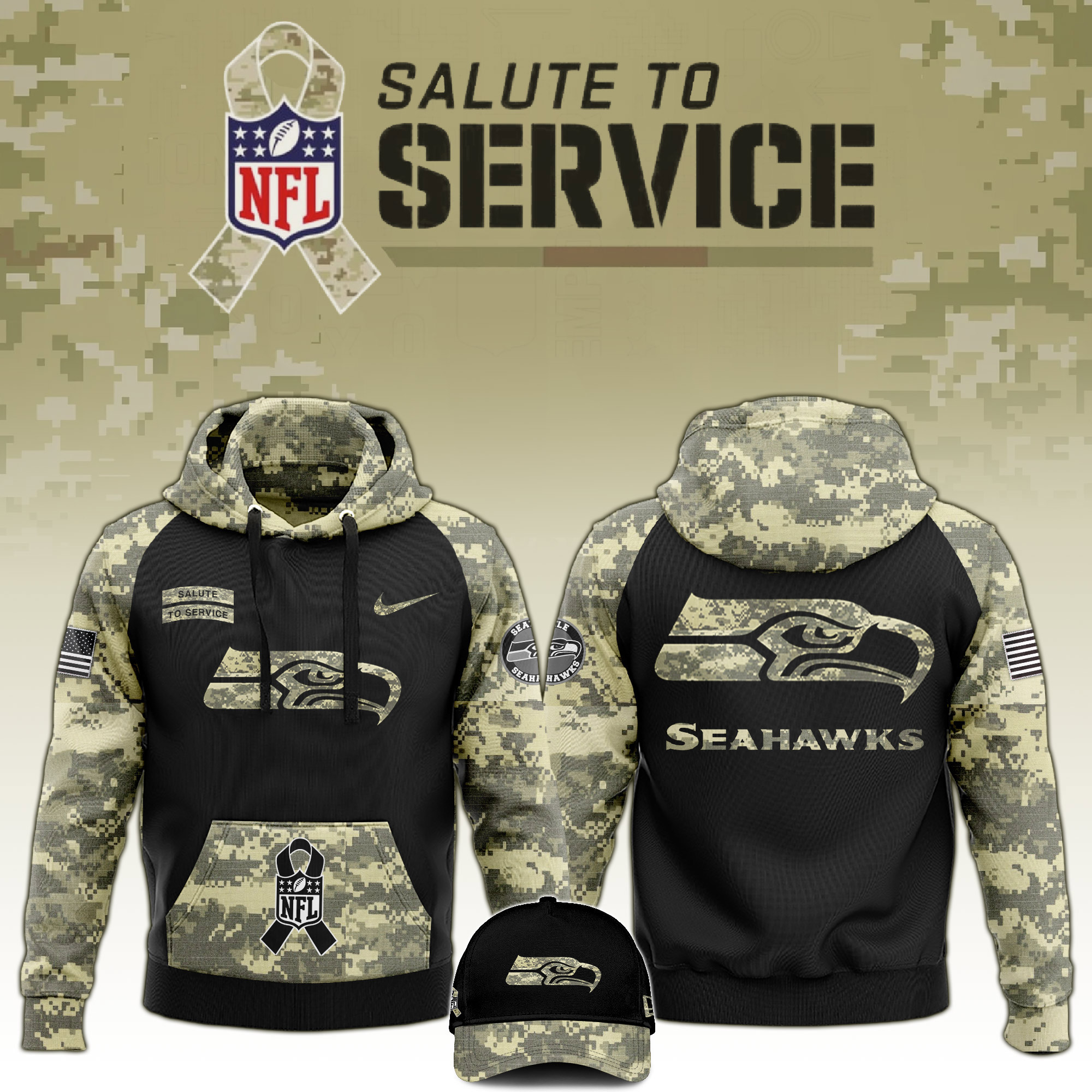 Seattle Seahawks Veterans Day Hoodie - Famjoys Seattle Seahawks Veterans Day Hoodie - Famjoys