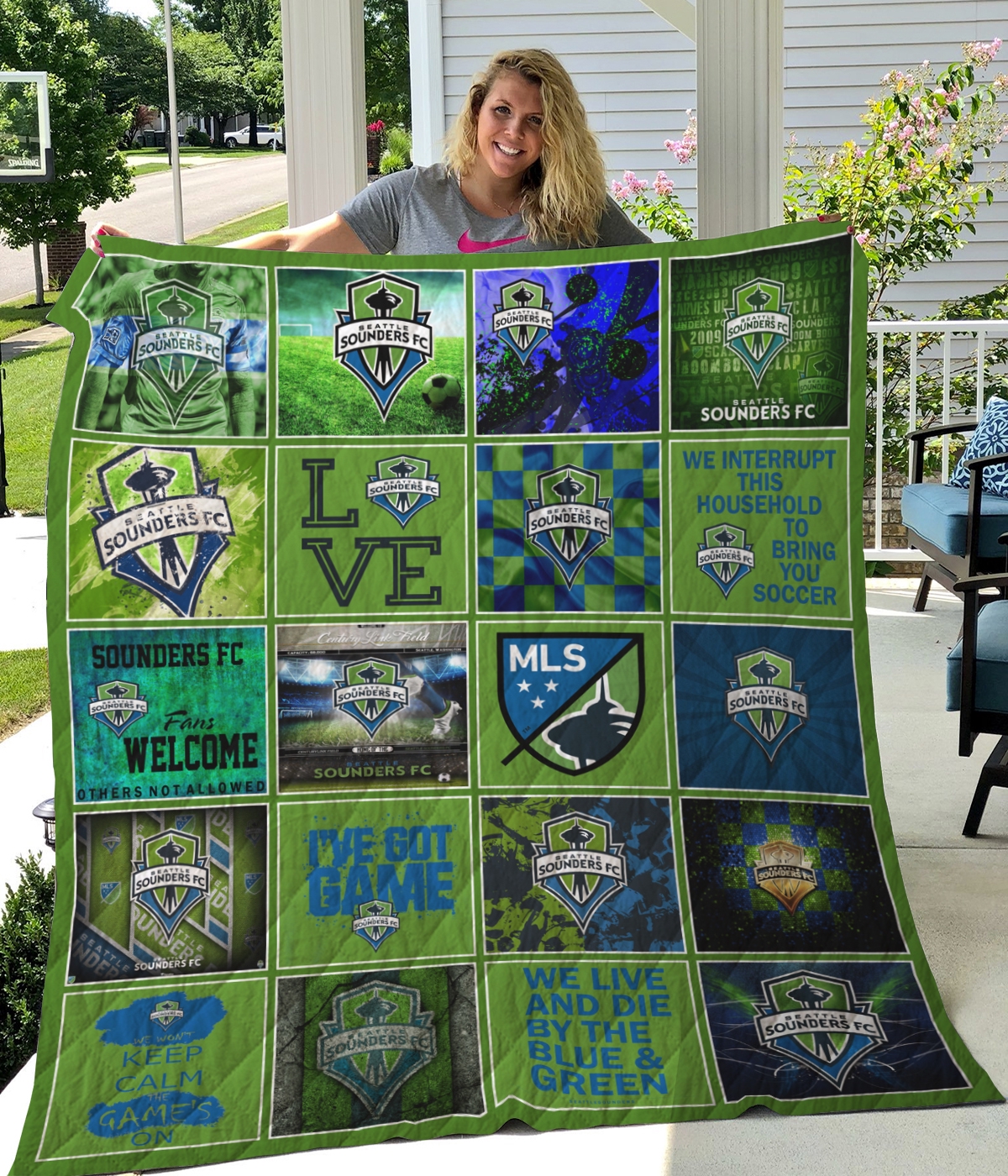 Seattle Sounders Quilt Blanket - Famjoys Seattle Sounders Quilt Blanket - Famjoys