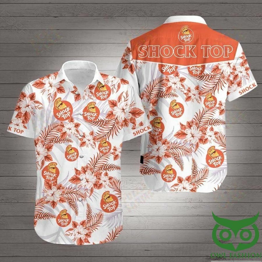 Shock Top U Floral Orange And White Hawaiian Shirt - Famjoys Shock Top U Floral Orange And White Hawaiian Shirt - Famjoys