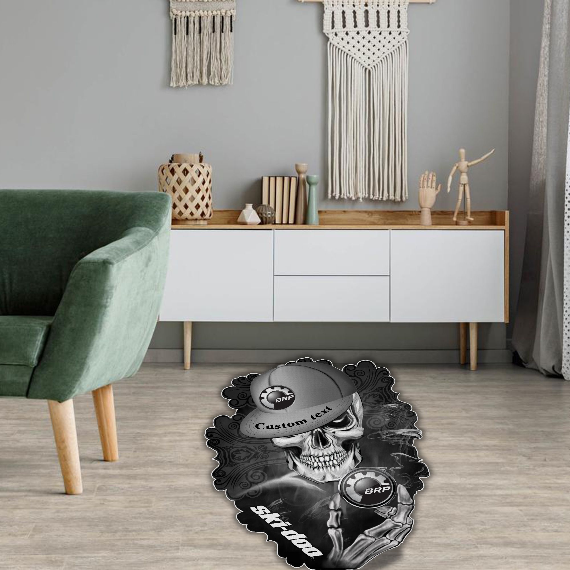 Ski Doo Skull Shaped Luxurious Doormat, Rug Home Decor, Custom name - Famjoys Ski Doo Skull Shaped Luxurious Doormat, Rug Home Decor, Custom name - Famjoys
