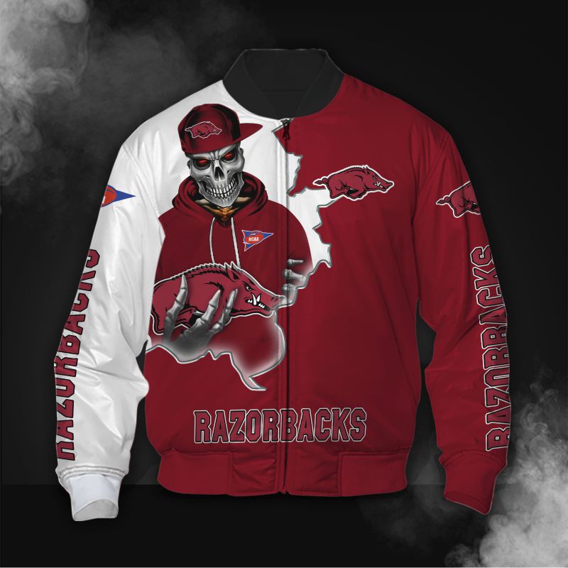 Skull Arkansas Razorbacks Jacket - Famjoys Skull Arkansas Razorbacks Jacket - Famjoys