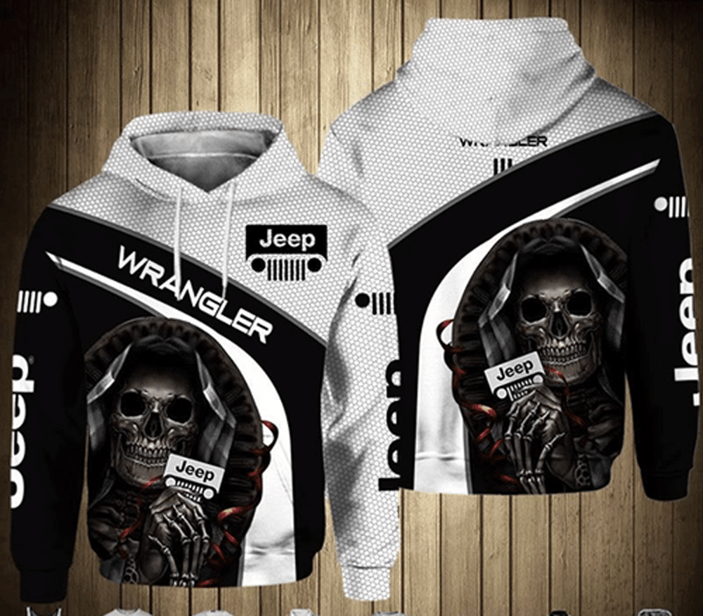 Skull Jeep Wrangler Living My Way 3D Hoodie - Famjoys Skull Jeep Wrangler Living My Way 3D Hoodie - Famjoys