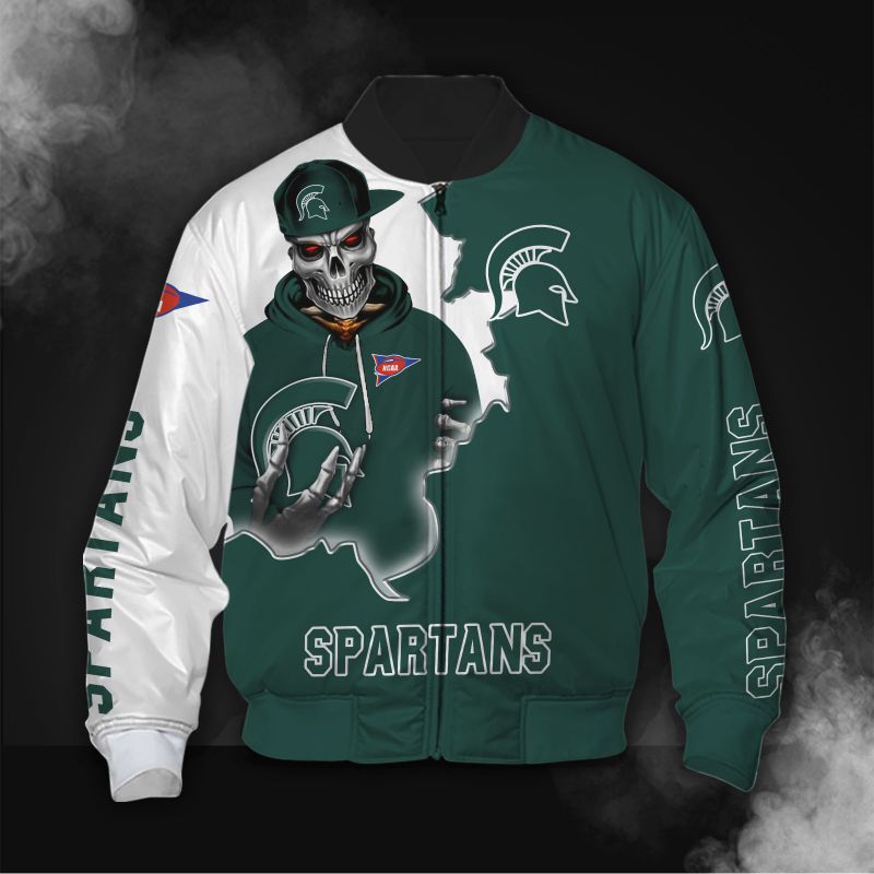 Skull Michigan State Spartans Jacket - Famjoys Skull Michigan State Spartans Jacket - Famjoys