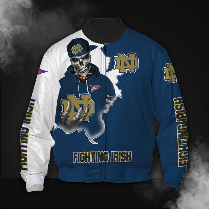 Skull Notre Dame Fighting Irish Jacket - Famjoys Skull Notre Dame Fighting Irish Jacket - Famjoys