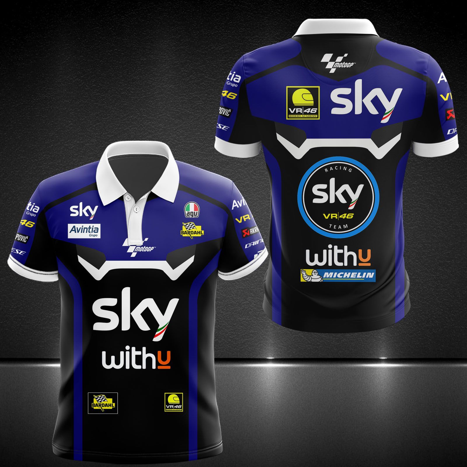 Sky VR46 Avintia Printing T-Shirt, Polo, Hoodie, Zip, Bomber 9173 - Famjoys Sky VR46 Avintia Printing T-Shirt, Polo, Hoodie, Zip, Bomber 9173 - Famjoys