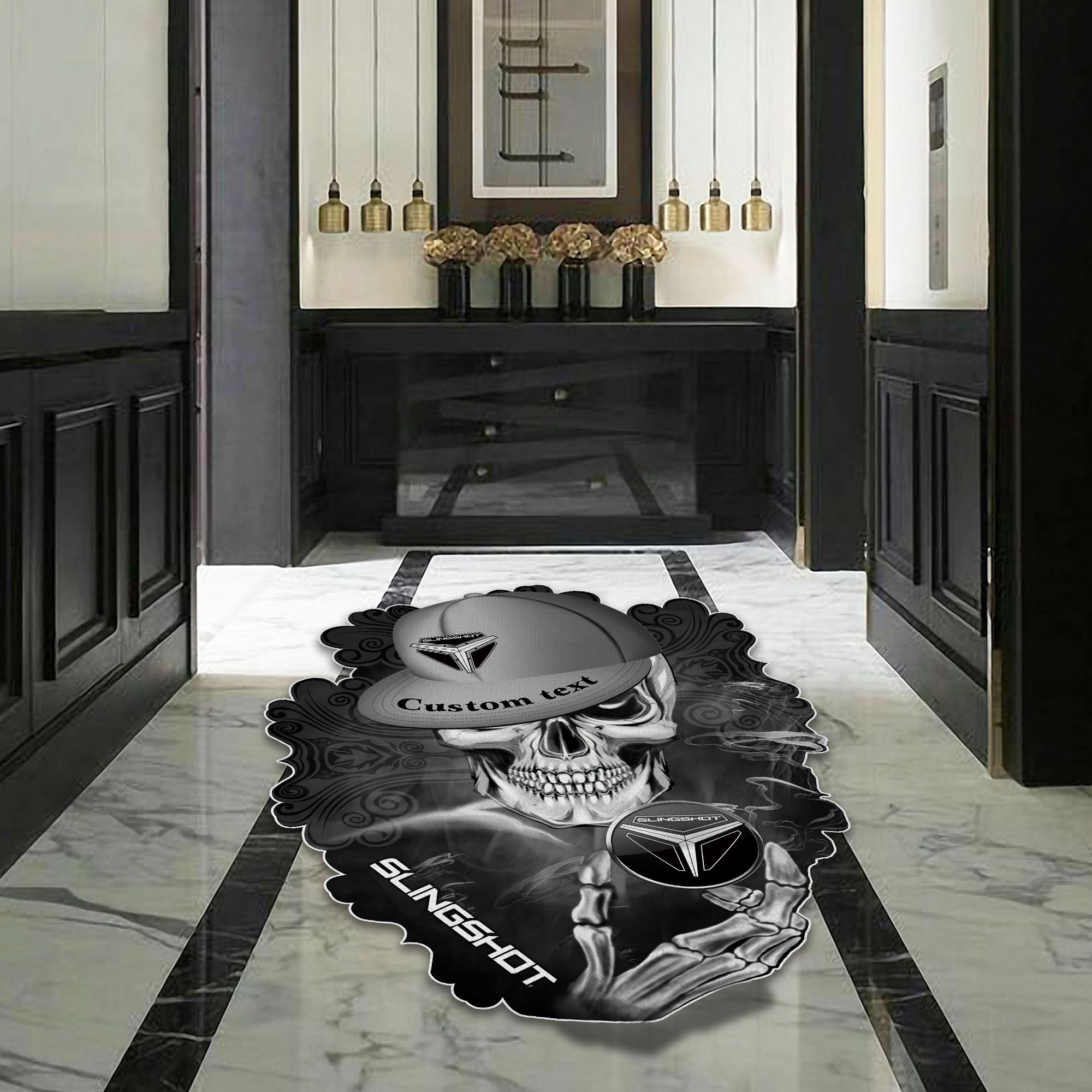 Slingshort Skull Shaped Luxurious Doormat, Rug Home Decor, Custom name - Famjoys Slingshort Skull Shaped Luxurious Doormat, Rug Home Decor, Custom name - Famjoys