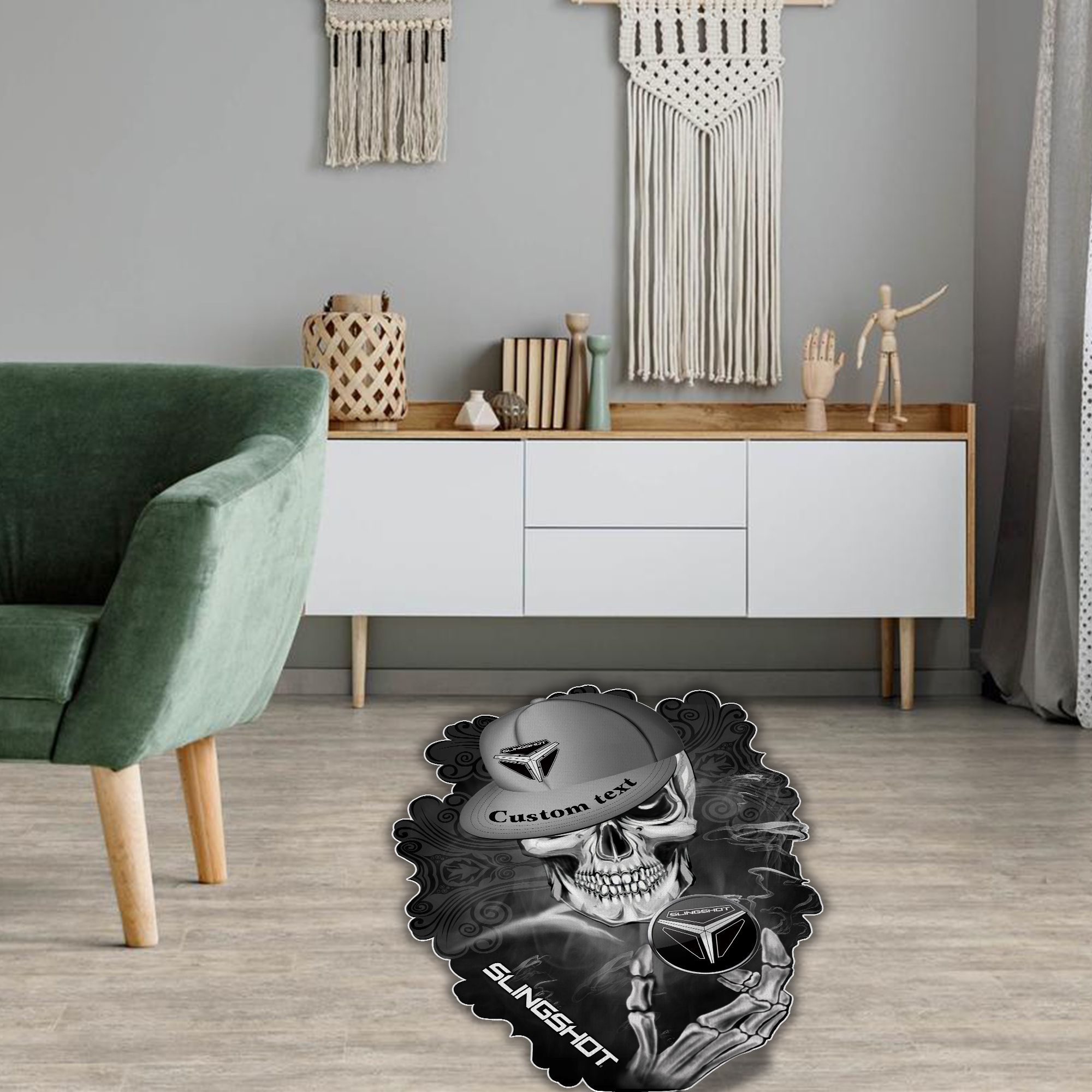 Slingshort Skull Shaped Luxurious Doormat, Rug Home Decor, Custom name - Famjoys Slingshort Skull Shaped Luxurious Doormat, Rug Home Decor, Custom name - Famjoys