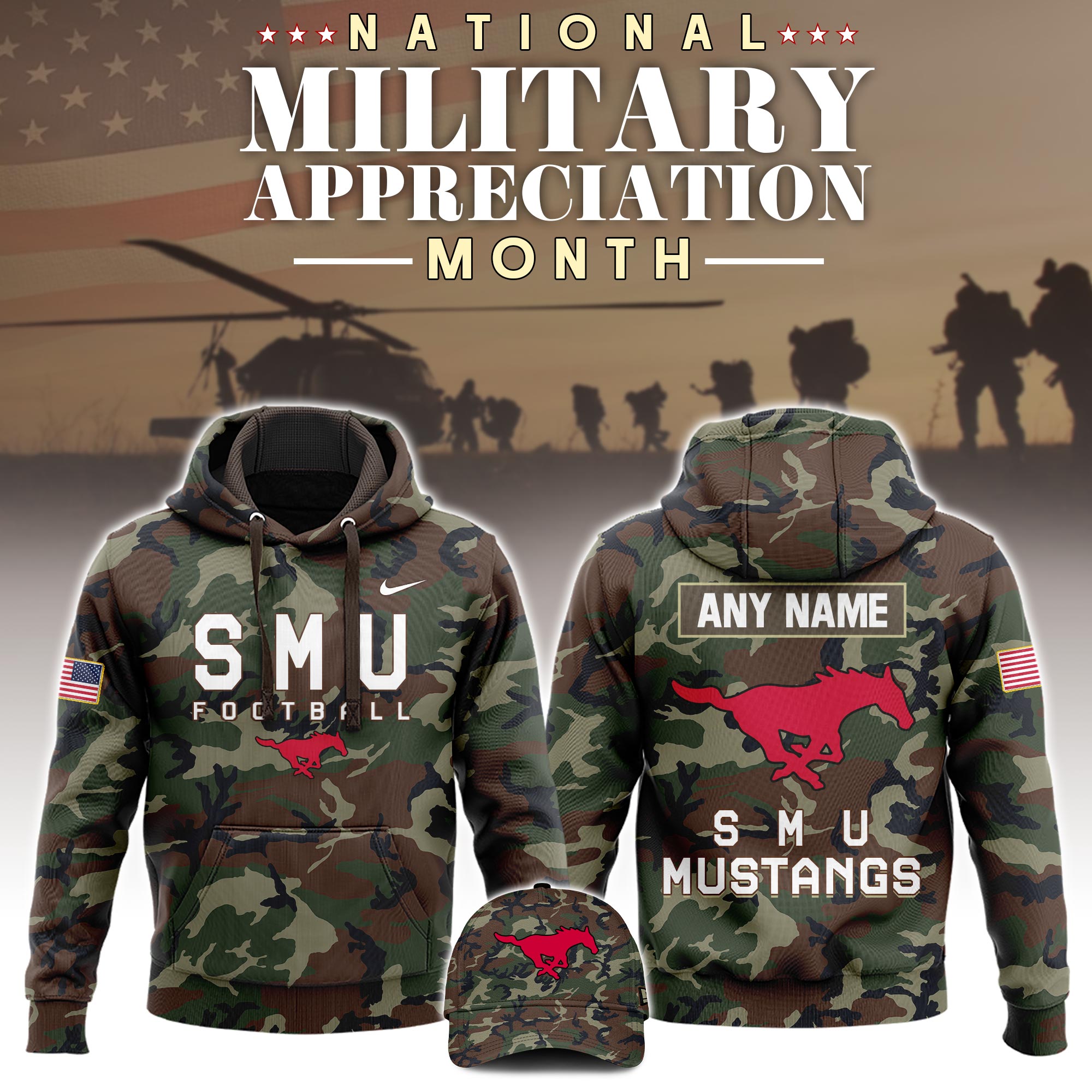 SMU Football Military Appreciation Club Hoodie V1 - Famjoys SMU Football Military Appreciation Club Hoodie V1 - Famjoys