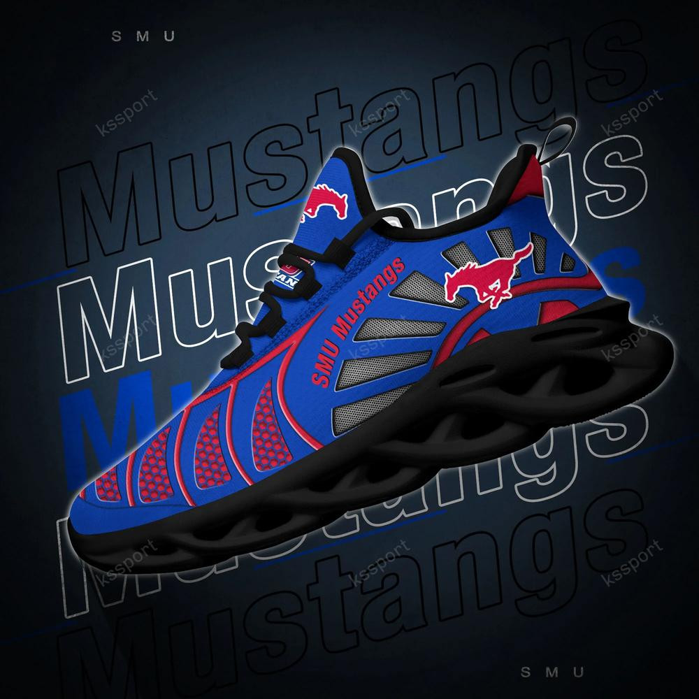 SMU Mustangs Max Soul Clunky, Black And White Running Shoes - Famjoys SMU Mustangs Max Soul Clunky, Black And White Running Shoes - Famjoys