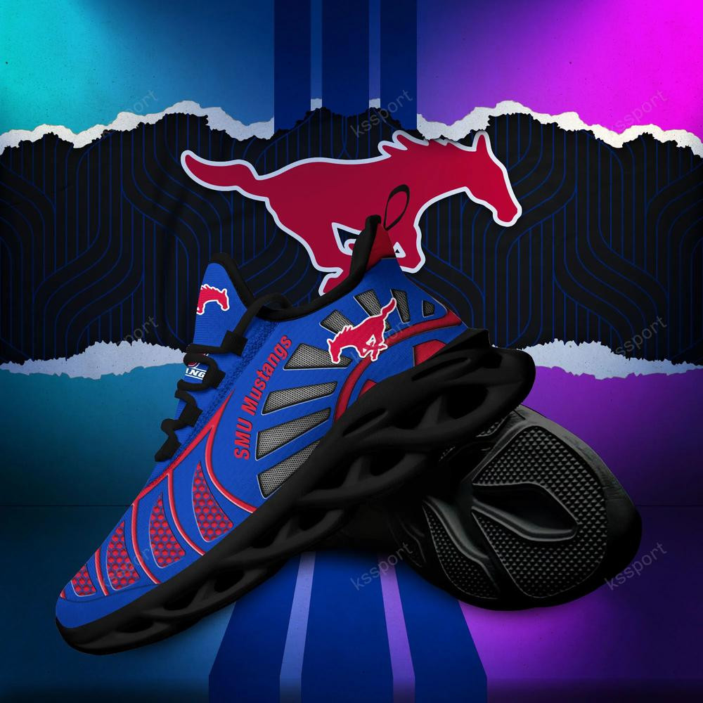 SMU Mustangs Max Soul Clunky, Black And White Running Shoes - Famjoys SMU Mustangs Max Soul Clunky, Black And White Running Shoes - Famjoys