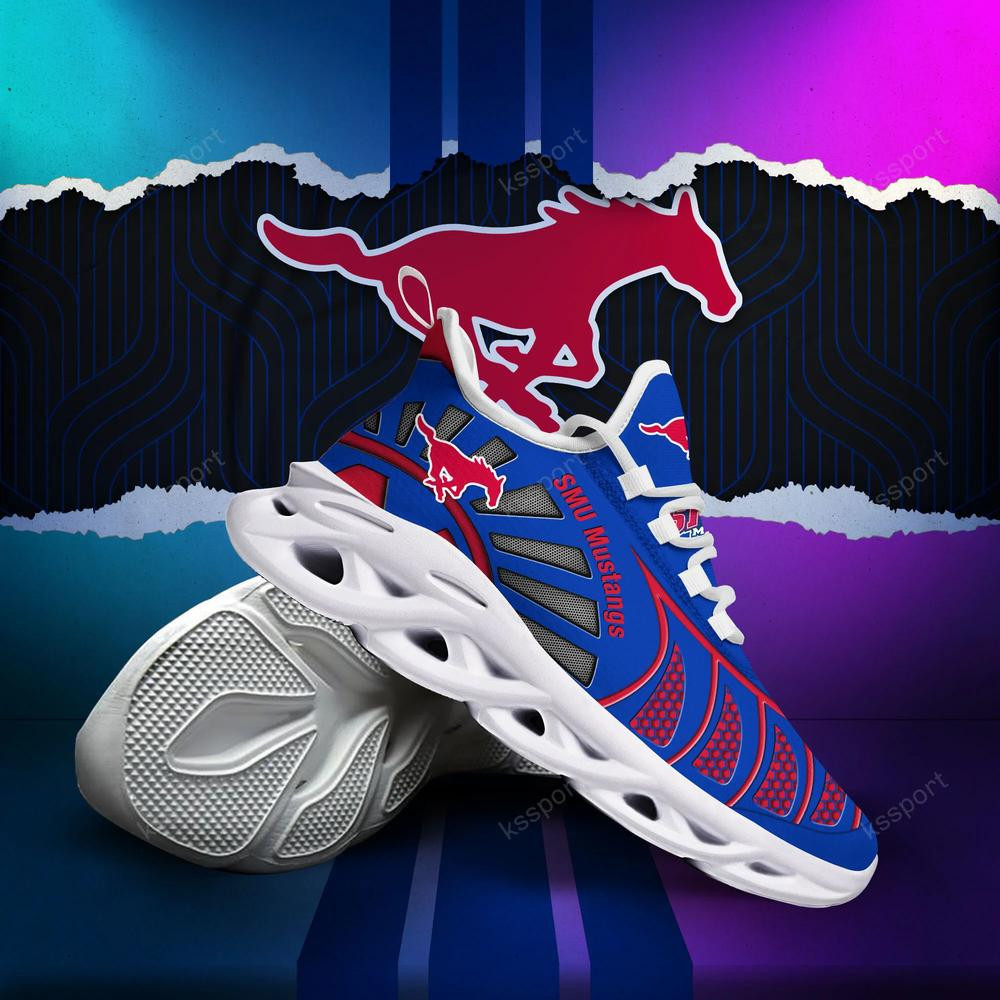 SMU Mustangs Max Soul Clunky, Black And White Running Shoes - Famjoys SMU Mustangs Max Soul Clunky, Black And White Running Shoes - Famjoys