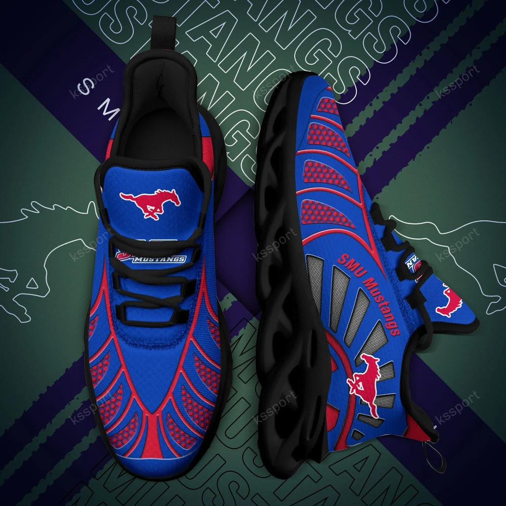 SMU Mustangs Max Soul Clunky, Black And White Running Shoes - Famjoys SMU Mustangs Max Soul Clunky, Black And White Running Shoes - Famjoys