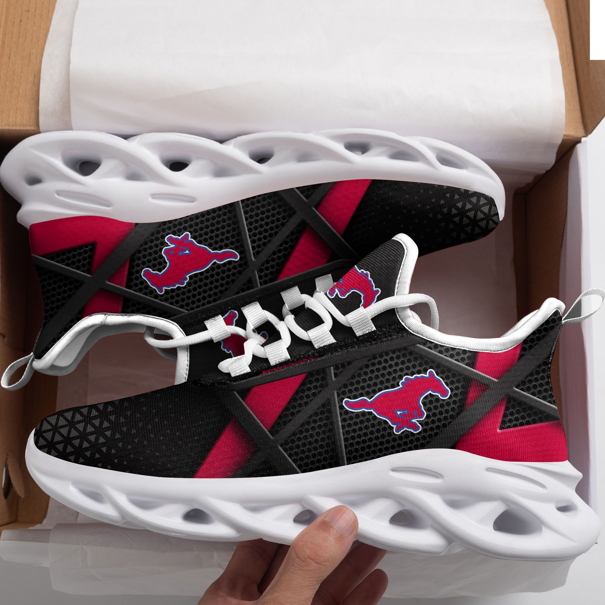 SMU Mustangs Max Soul Sneakers Shoes - Famjoys SMU Mustangs Max Soul Sneakers Shoes - Famjoys