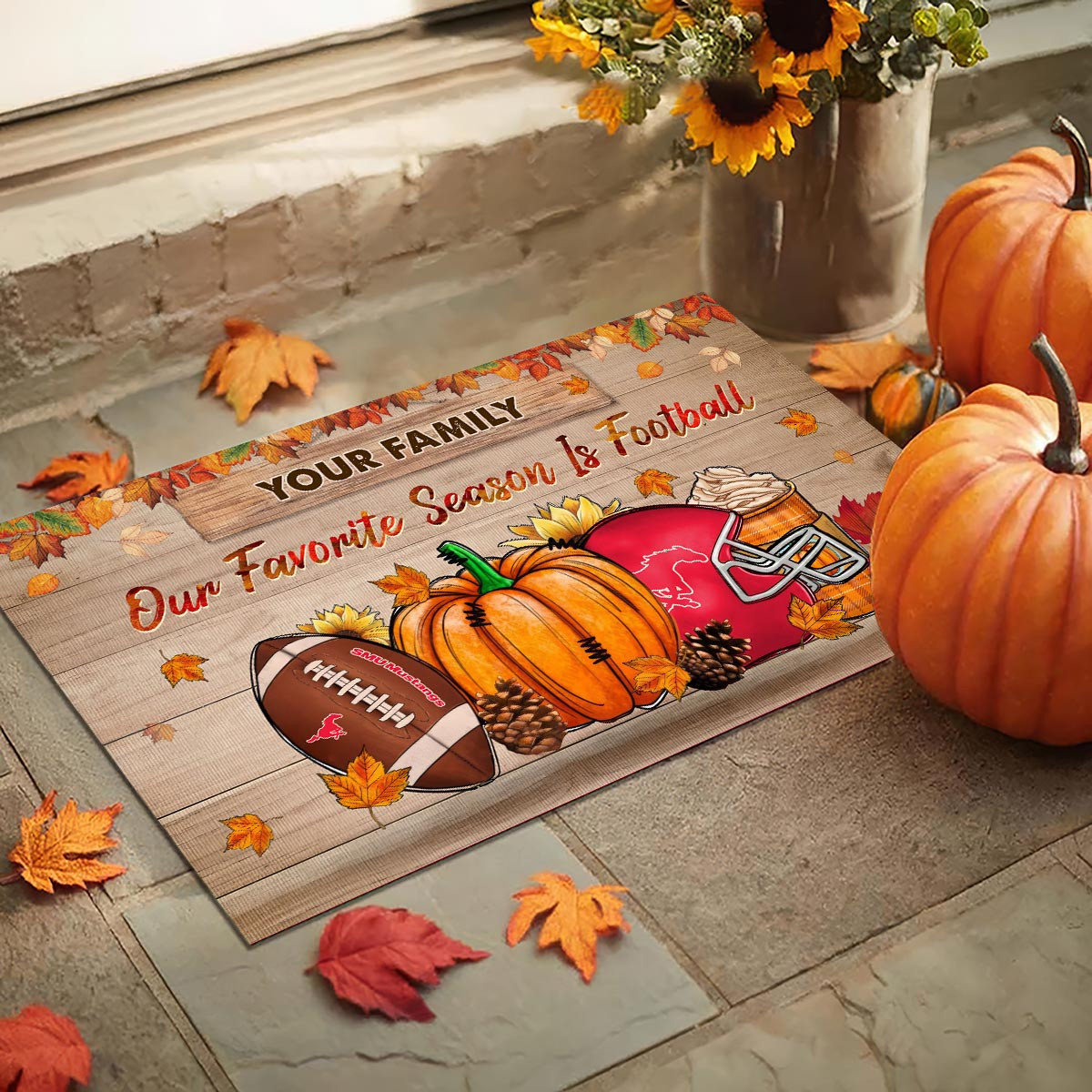 SMU Mustangs Our Favorite Season is Football Doormat - Famjoys SMU Mustangs Our Favorite Season is Football Doormat - Famjoys