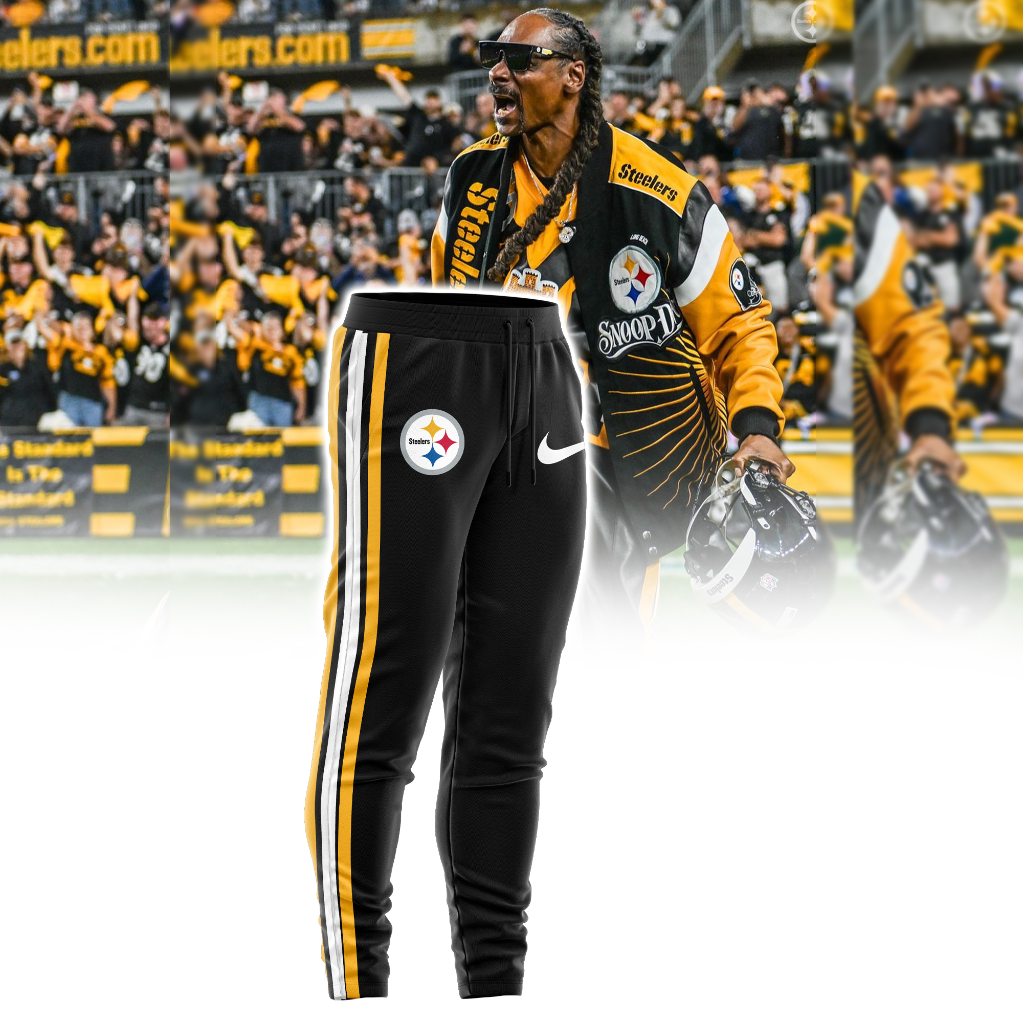 Snoop Dogg x Pittsburgh Steelers Baseball Jacket / Bomber Jacket - Famjoys Snoop Dogg x Pittsburgh Steelers Baseball Jacket / Bomber Jacket - Famjoys