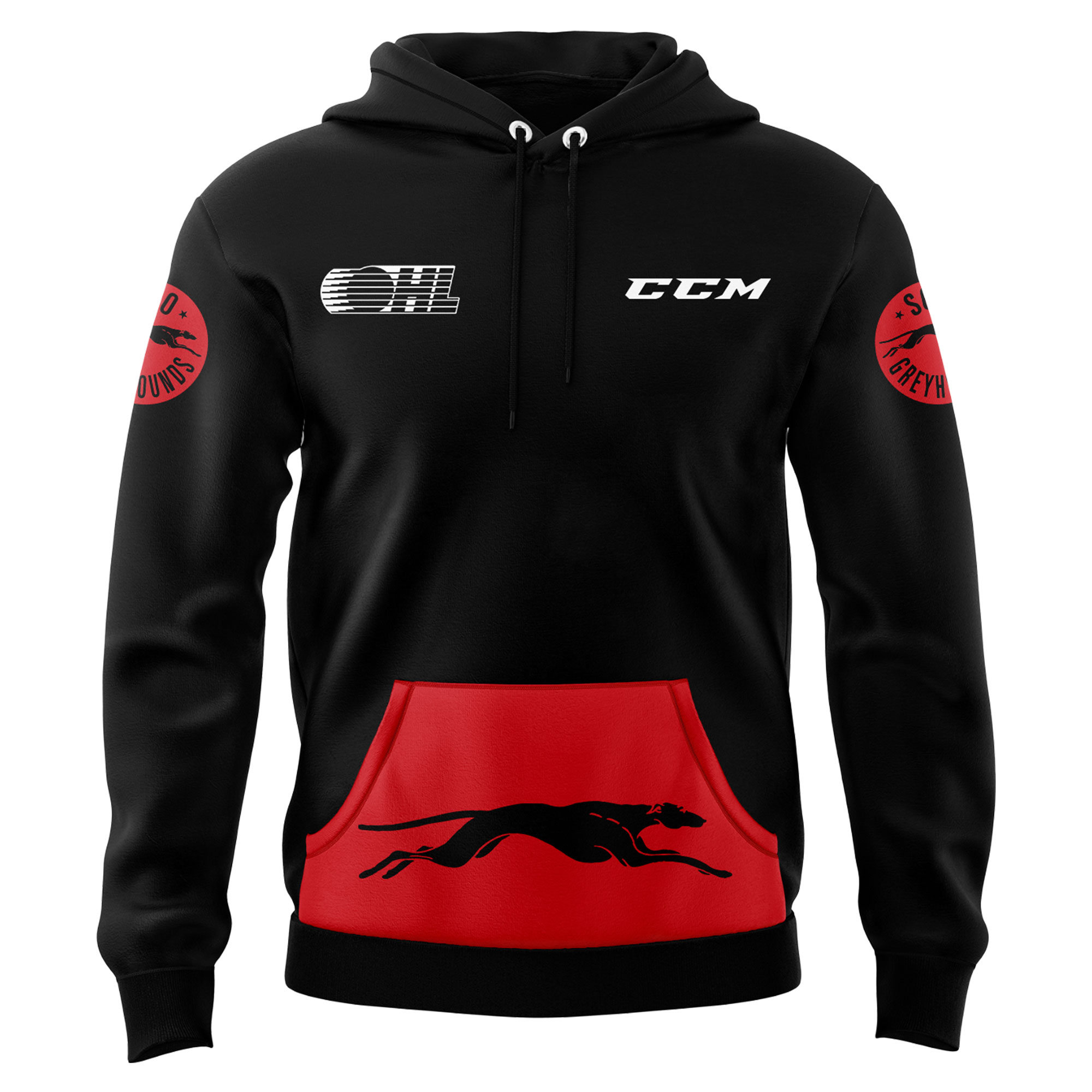 Soo Greyhounds Back In Black Hoodie - Famjoys Soo Greyhounds Back In Black Hoodie - Famjoys