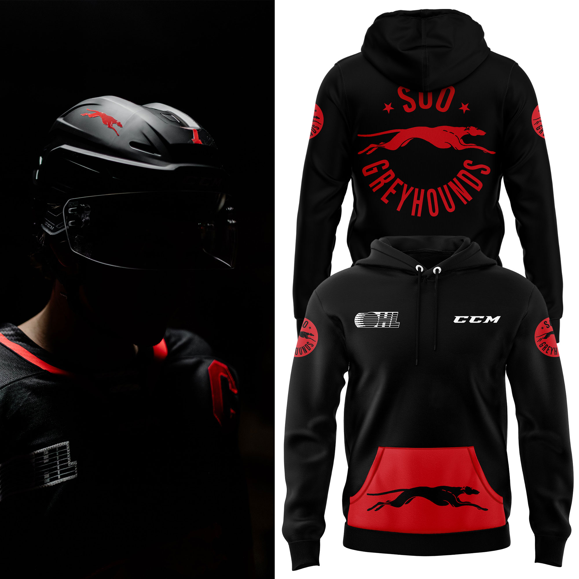 Soo Greyhounds Back In Black Hoodie - Famjoys Soo Greyhounds Back In Black Hoodie - Famjoys